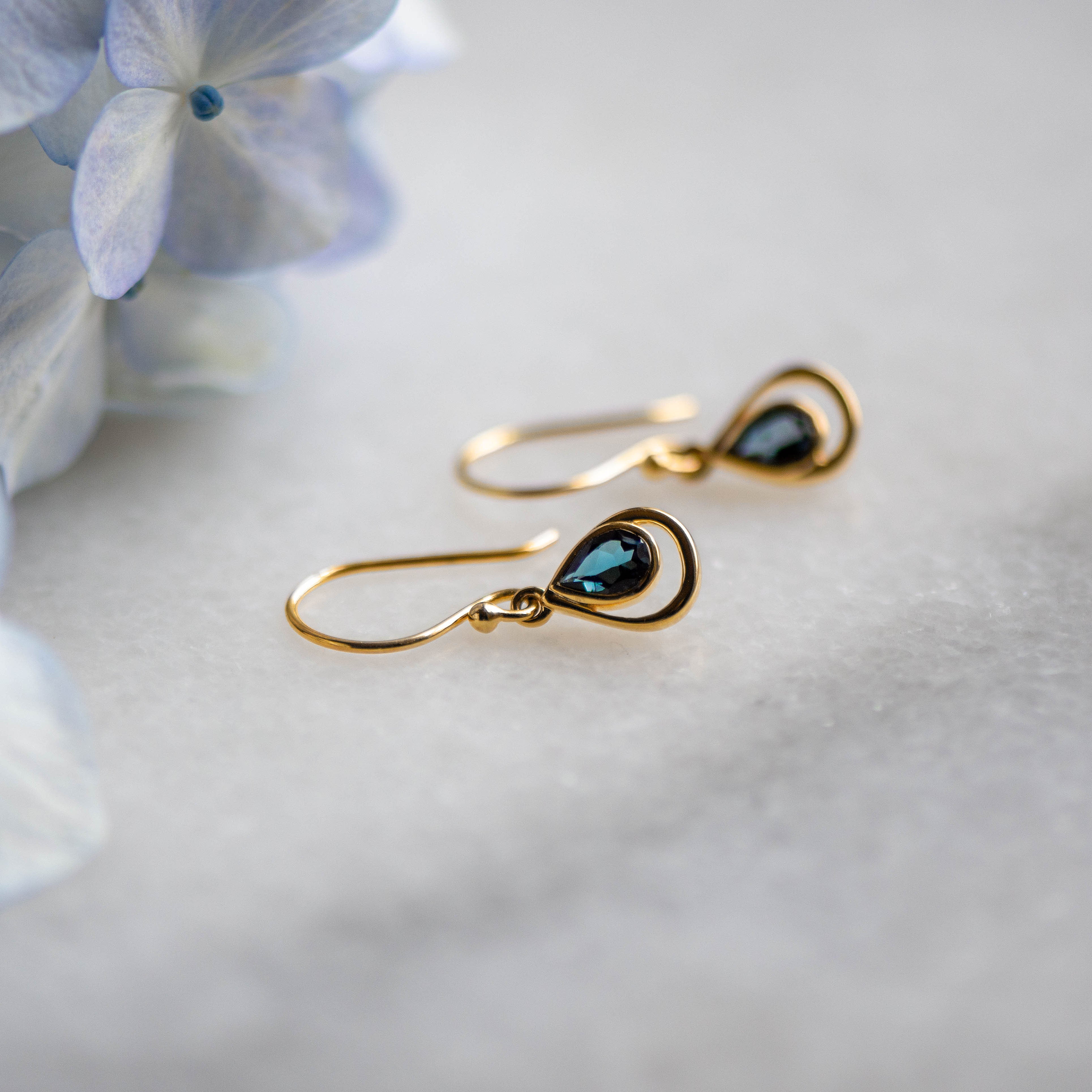 Lucky Clover Drop Earrings in Gold With London Blue Topaz