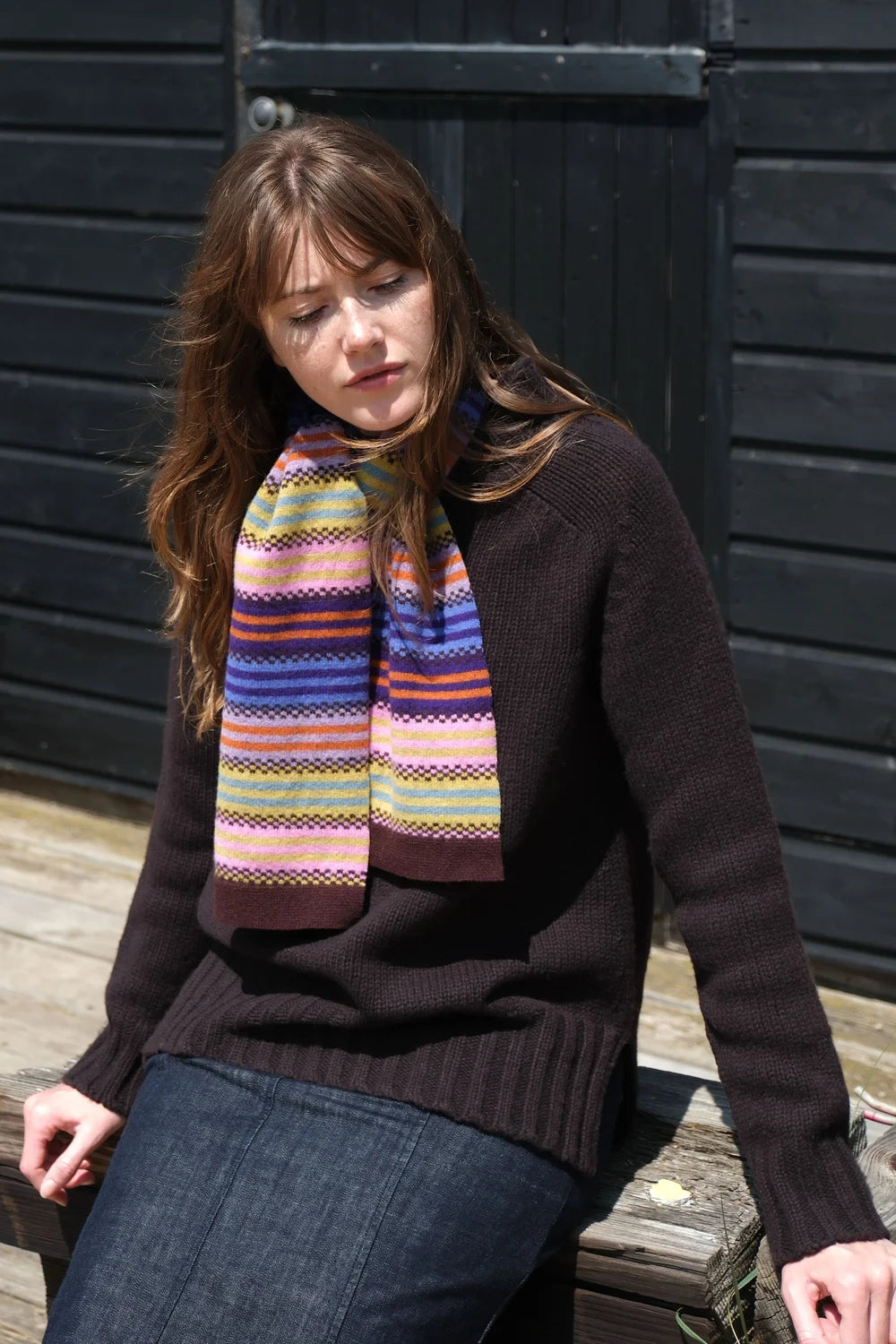 Small Striped Scarf in Quartz Colours