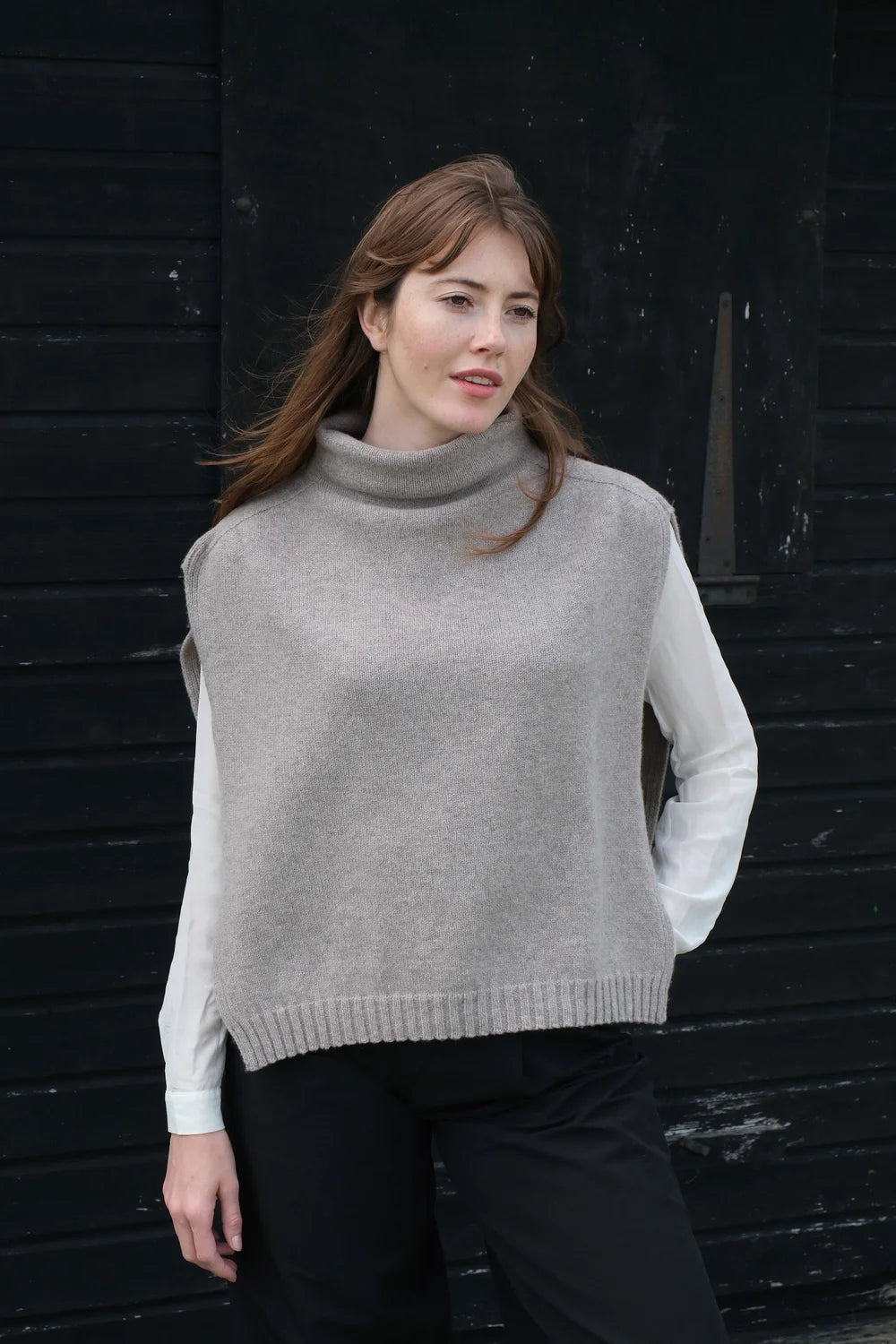 Funnel Neck Poncho in Tawney