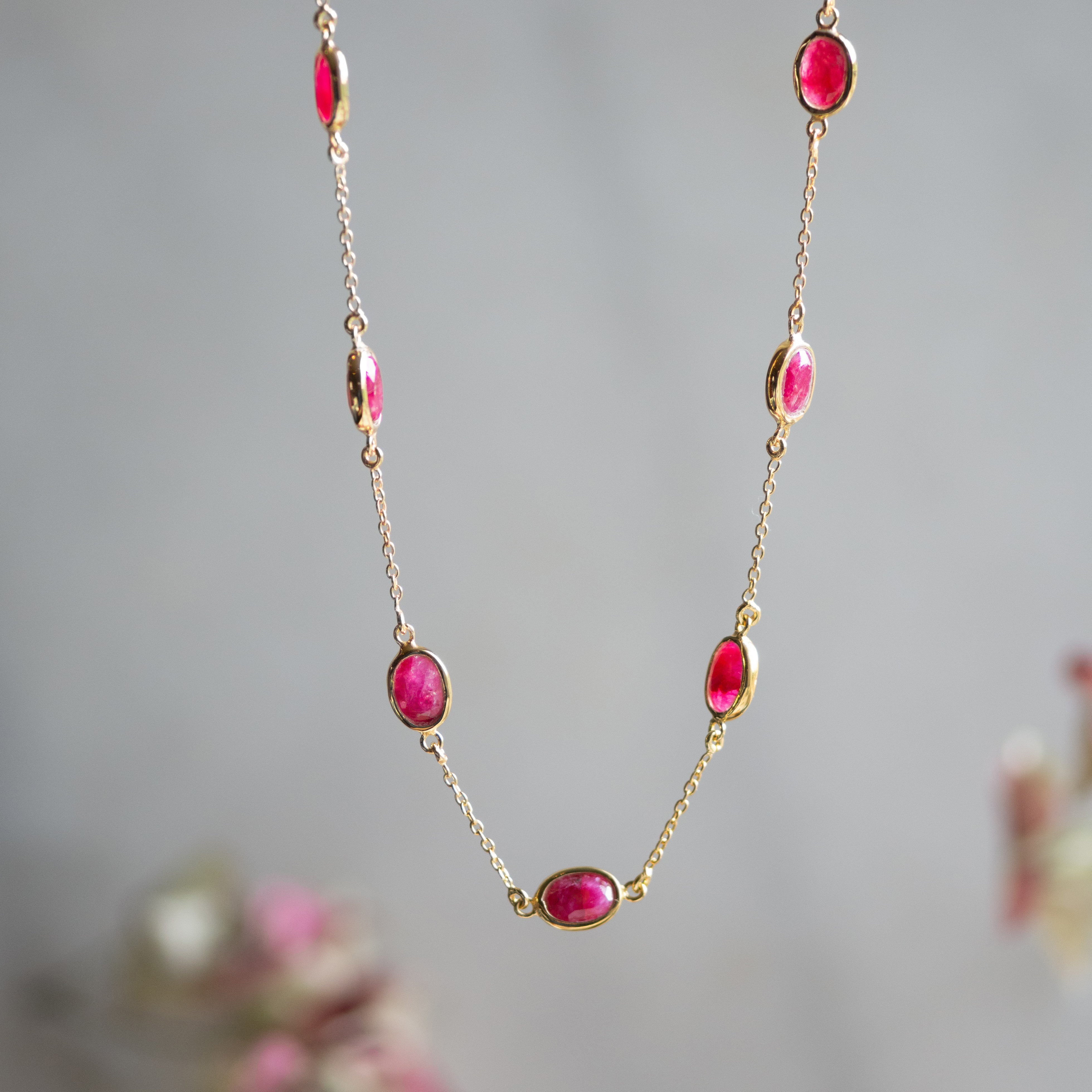 Marilyn Necklace in Gold with Ruby Quartz