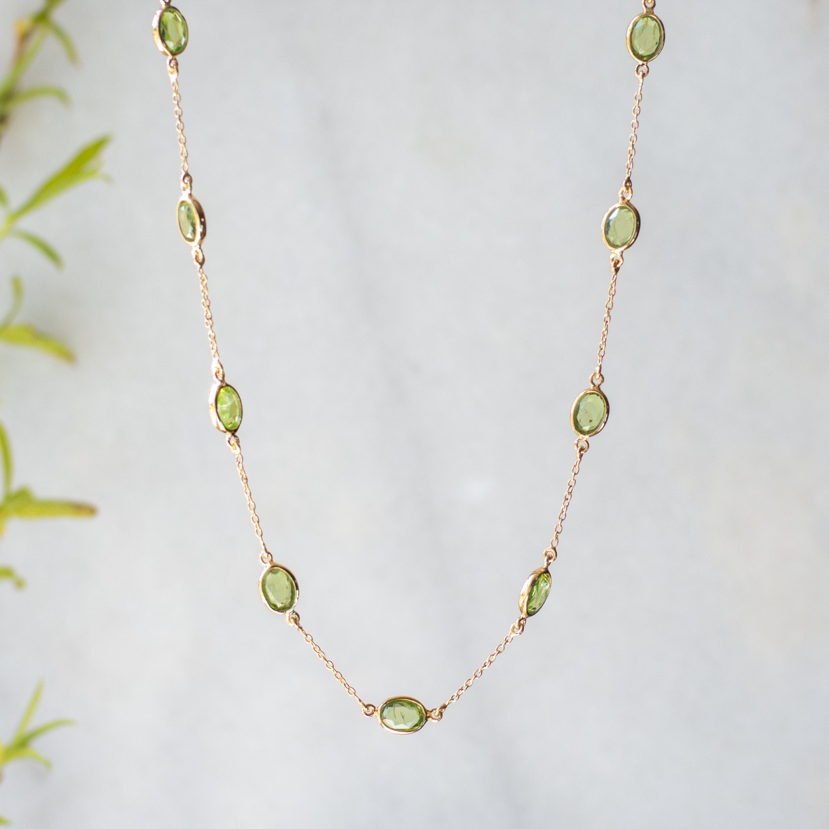 Marilyn Necklace and Trellis Earrings in Peridot