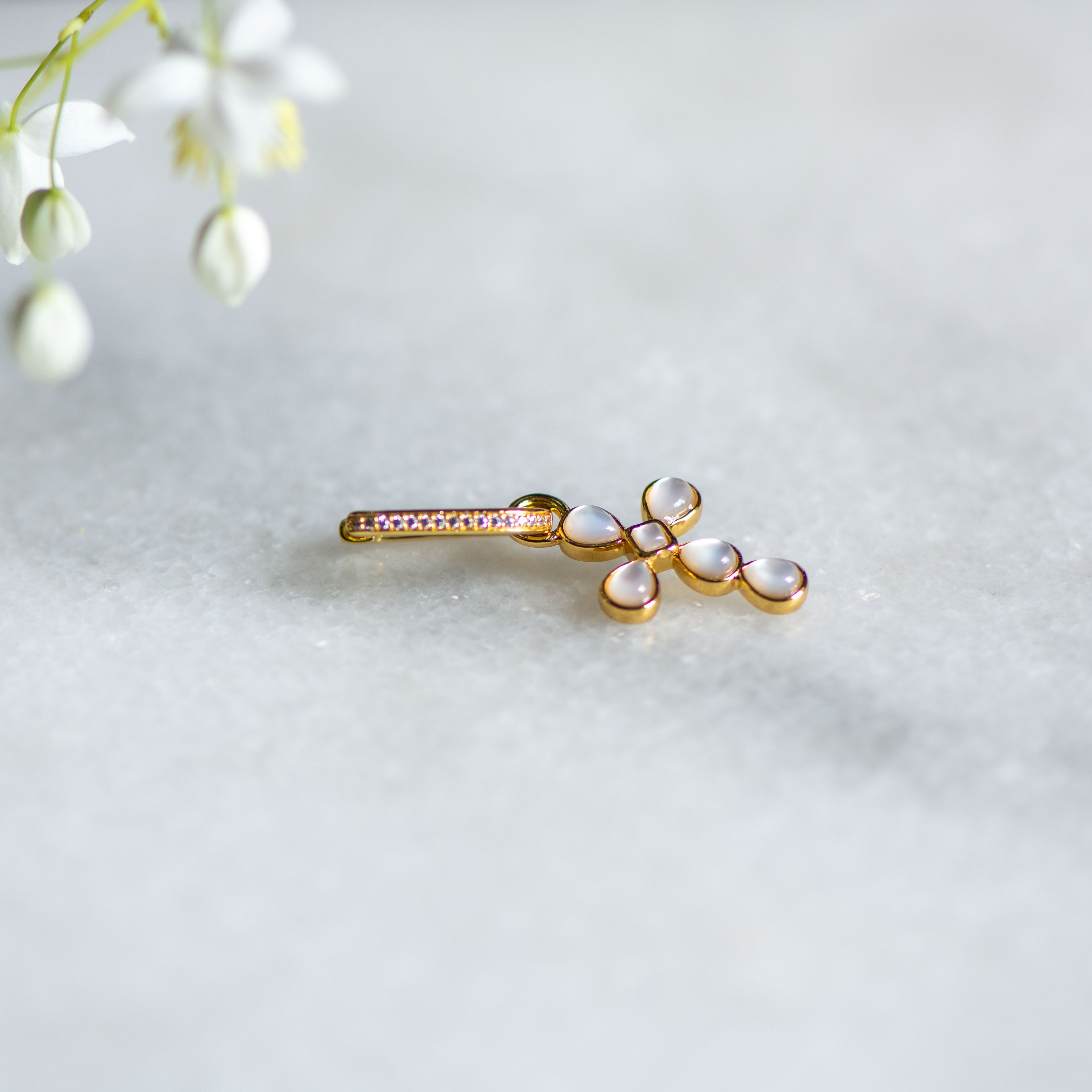 Oval Crystal Hoops in Gold