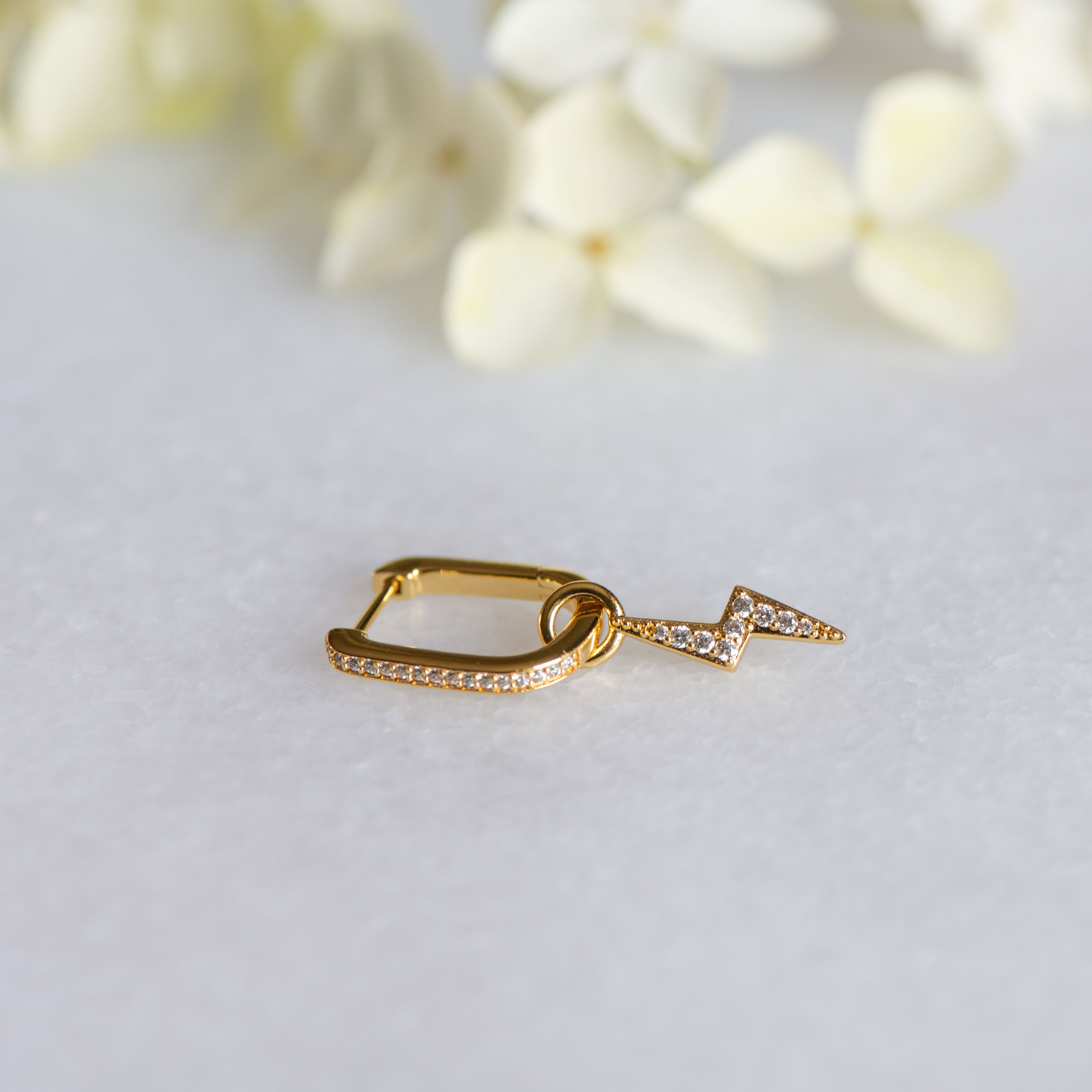 Oval Crystal Hoops in Gold