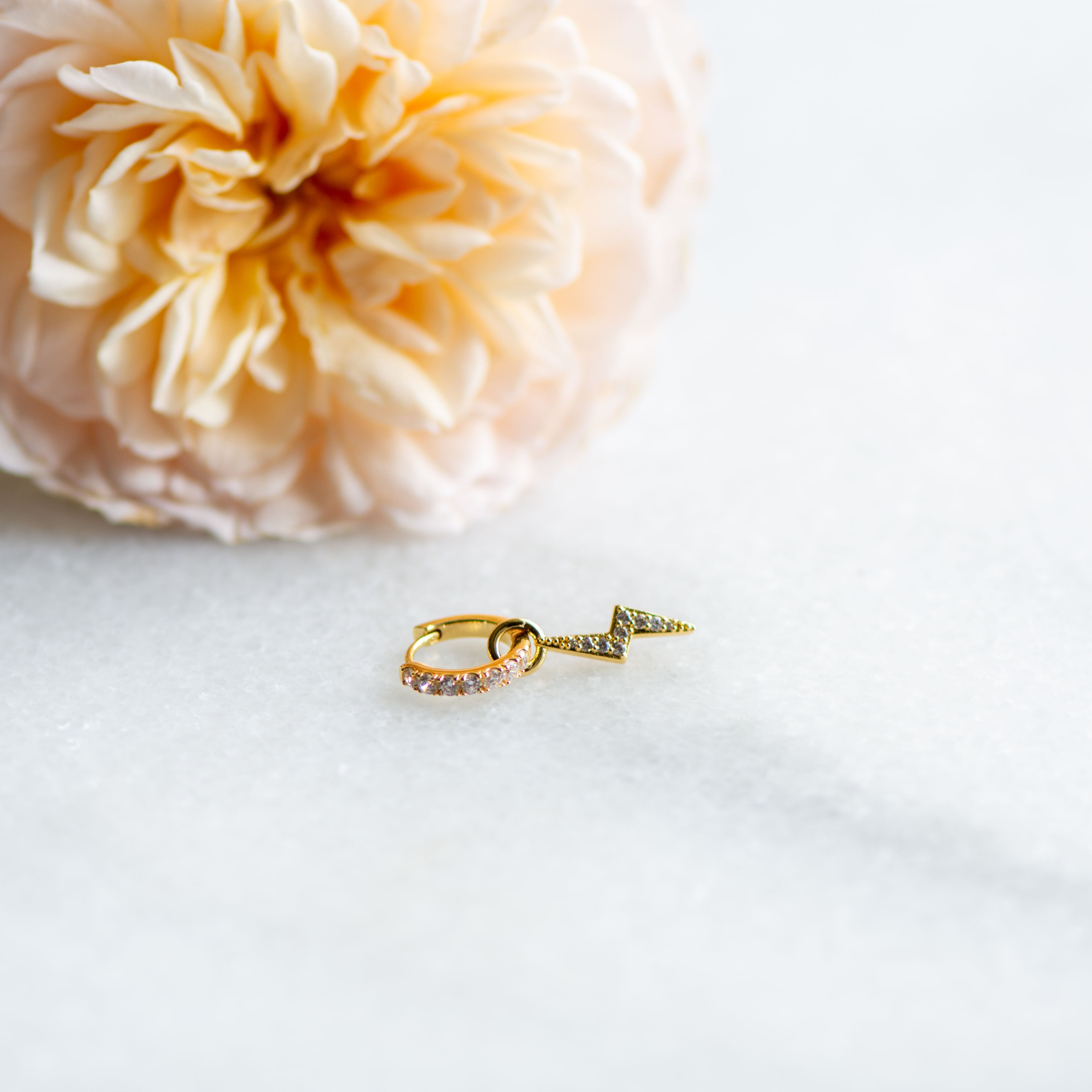 Crystal Charm Hoop in Gold