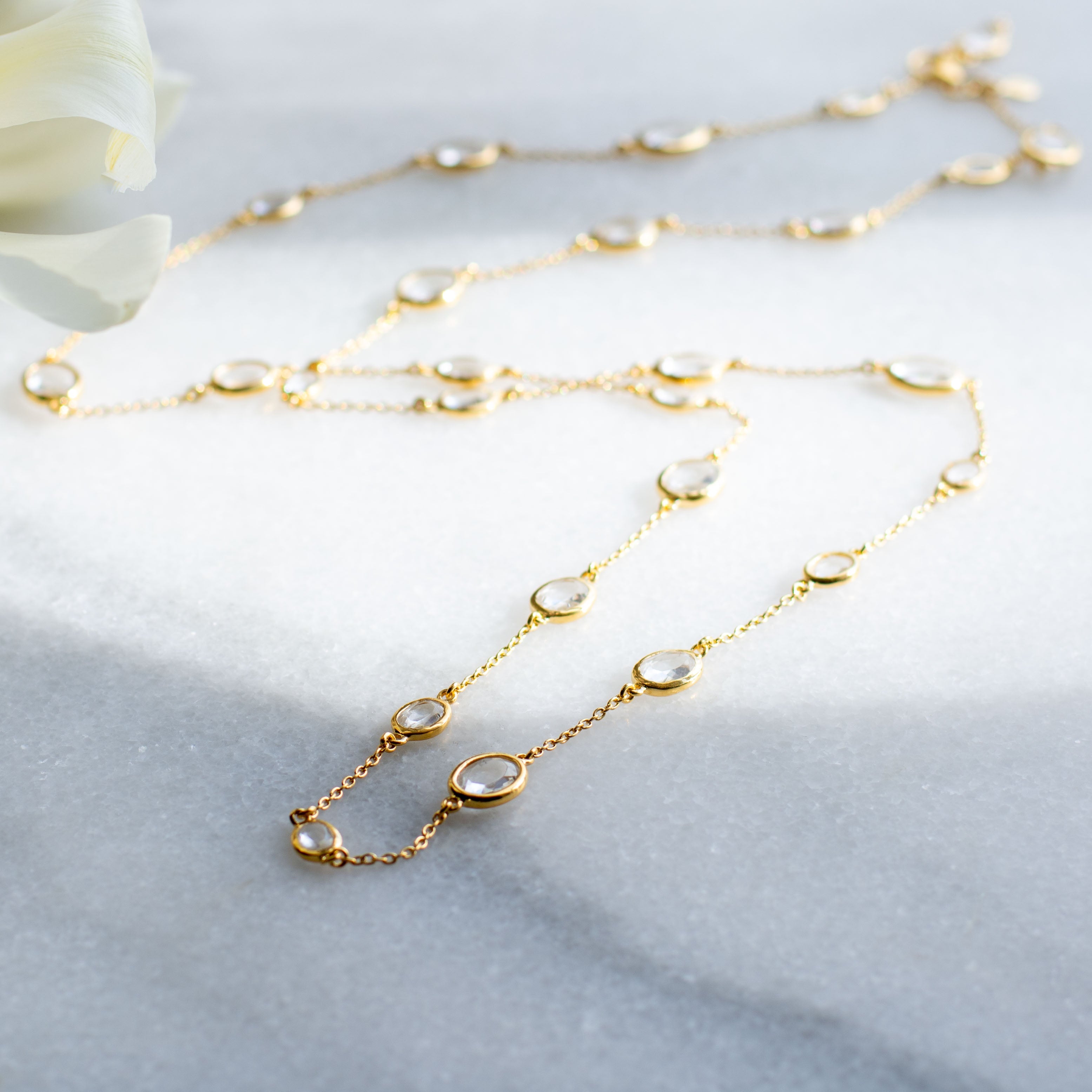 Double Marilyn Necklace in Gold with crystal