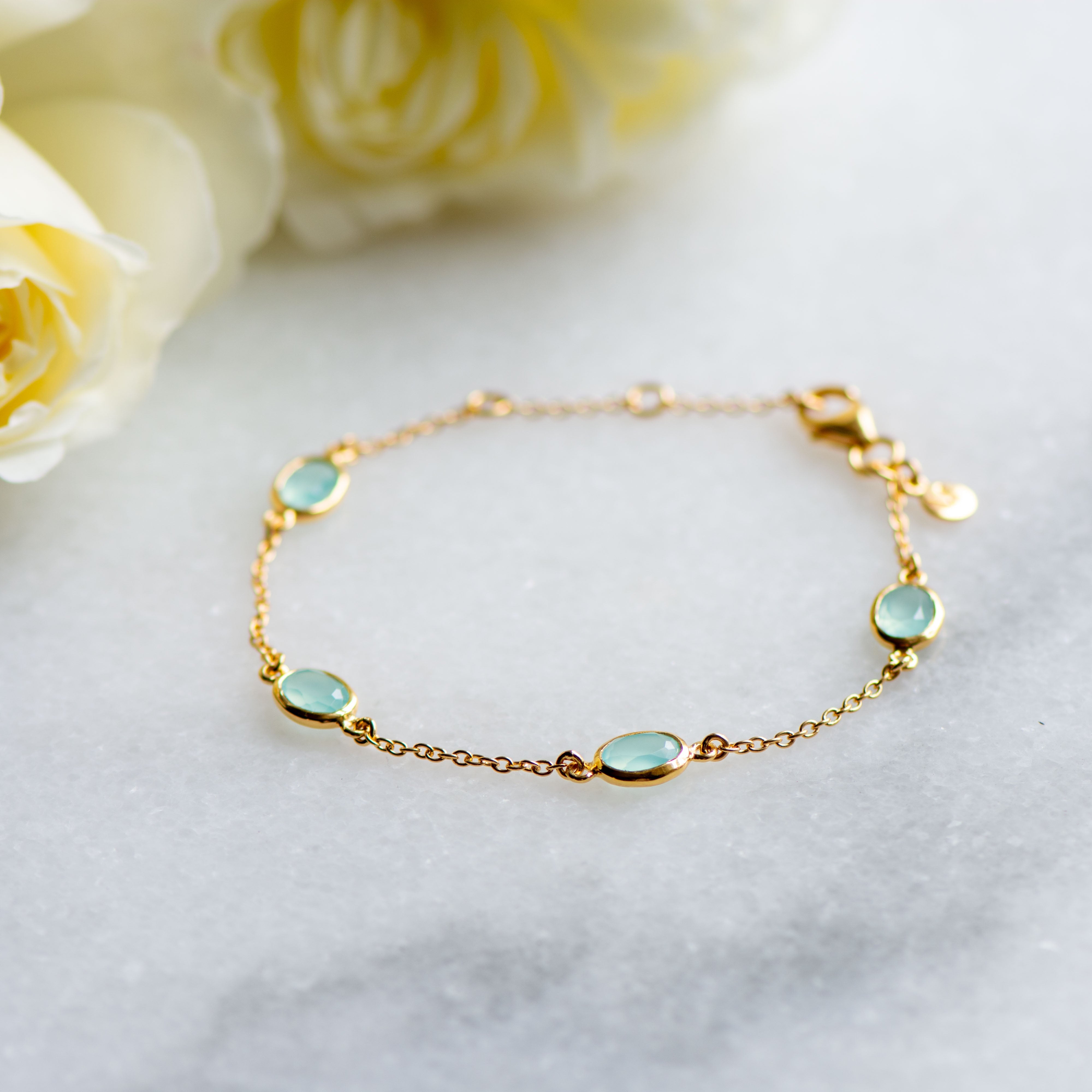 Marilyn Bracelet in Gold with Aqua Chalcedony