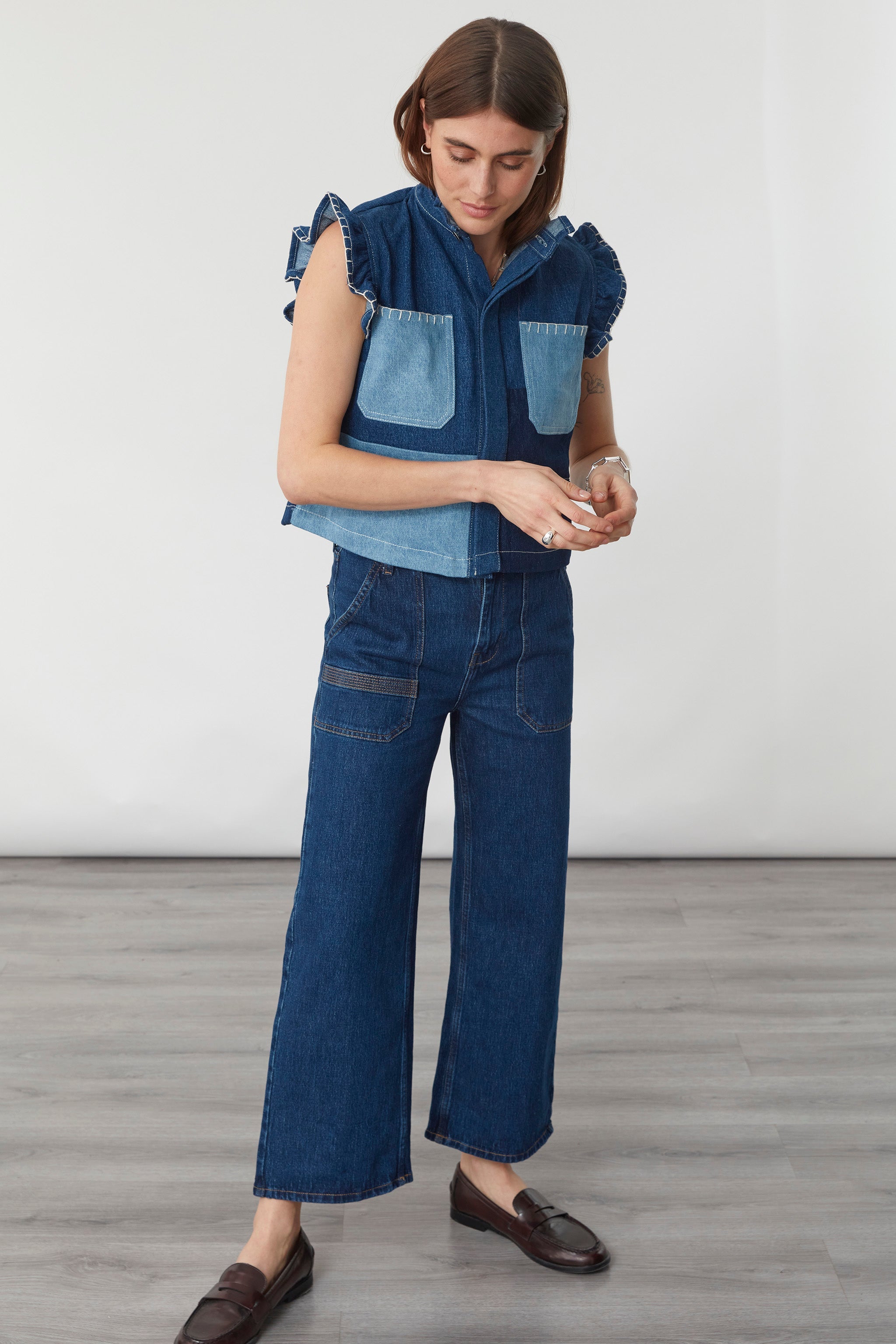 Pablo Vest in Patched Denim