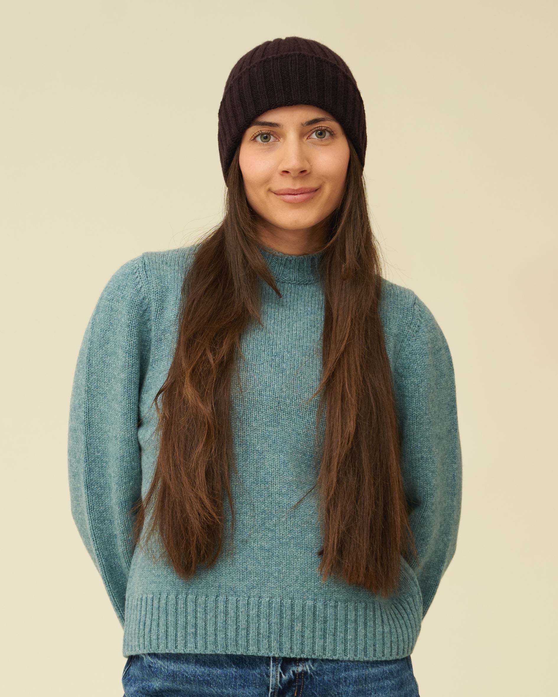 Merino Lambswool Beanie - Dark Brown