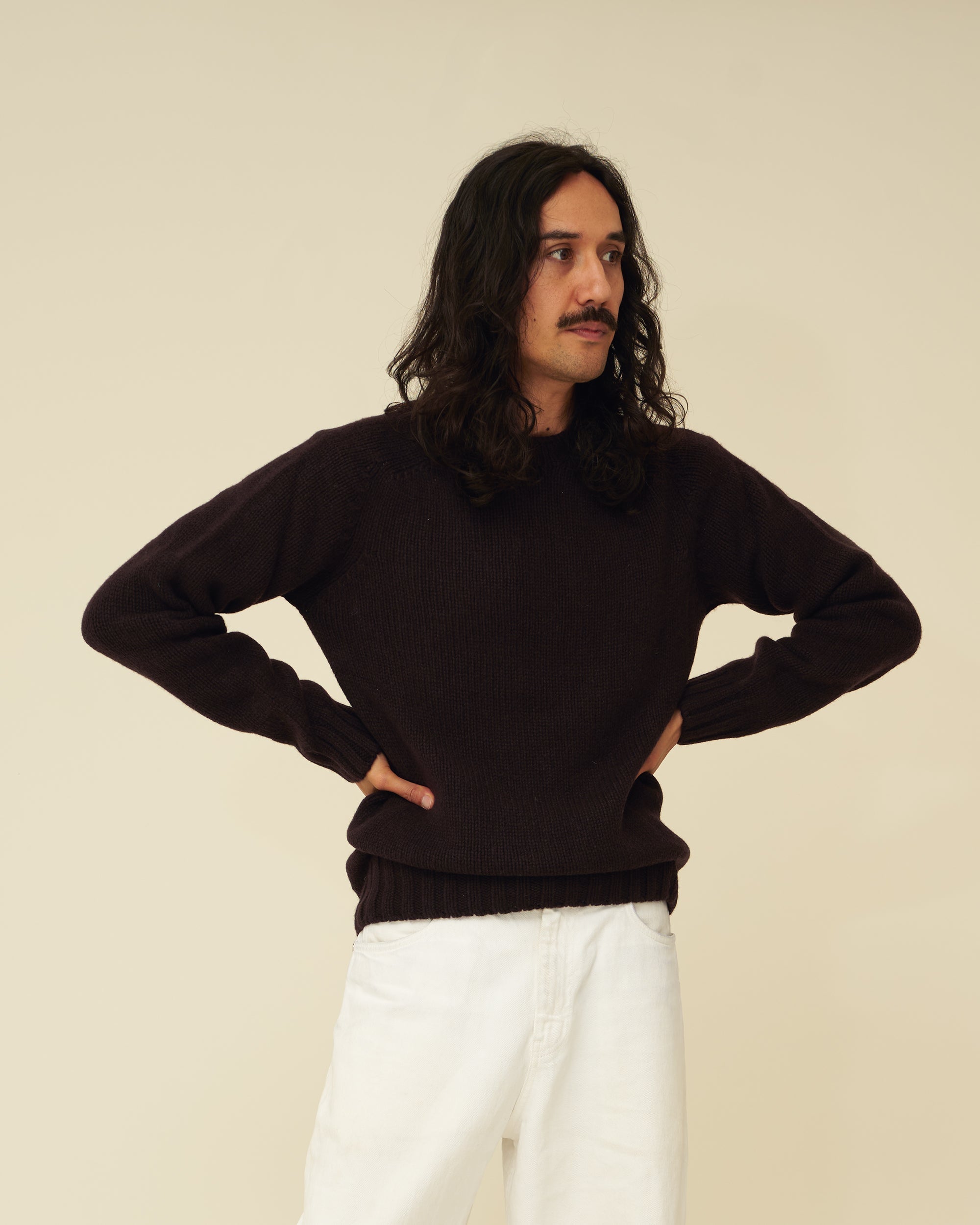 Chunky Merino Lambswool Jumper - Dark Brown