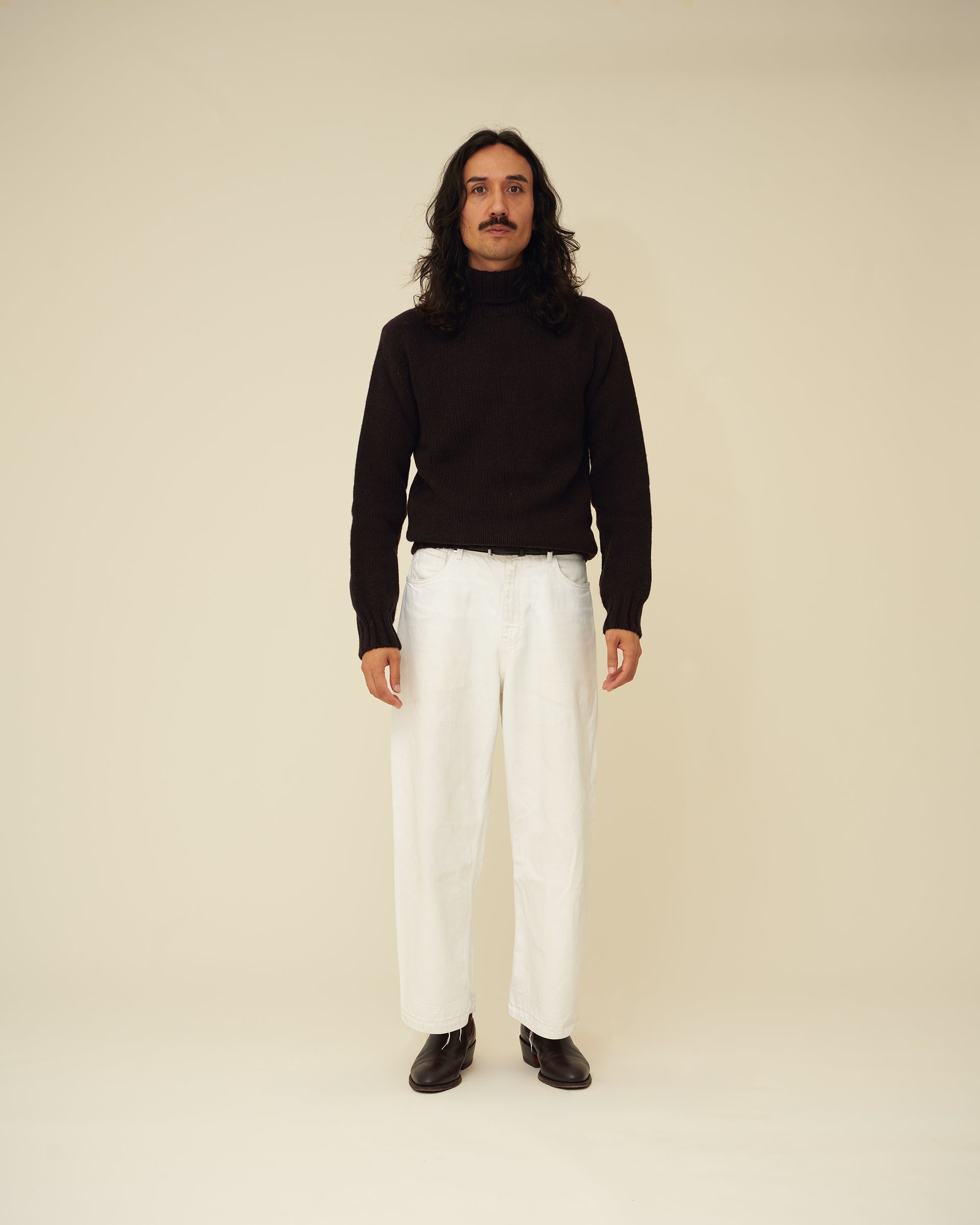 Chunky Merino Lambswool Roll Neck - Dark Brown (Knitted-to-Order)