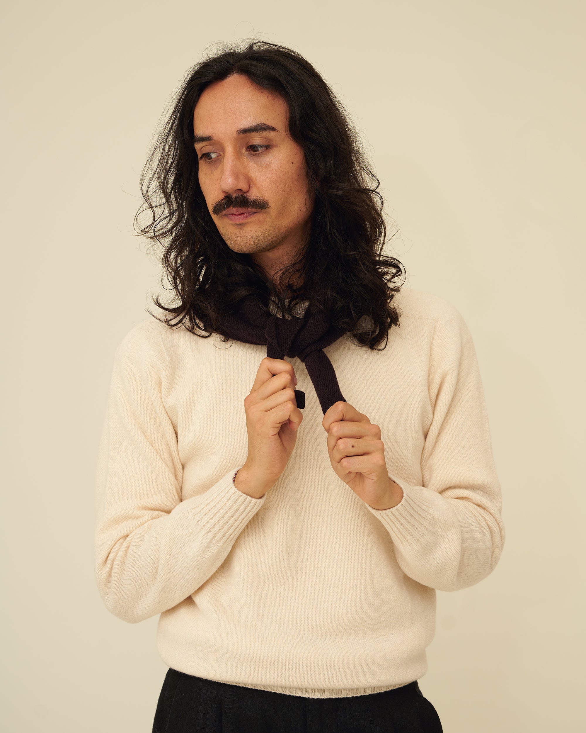 Merino Lambswool Neckerchief - Dark Brown (Knitted-to-Order)