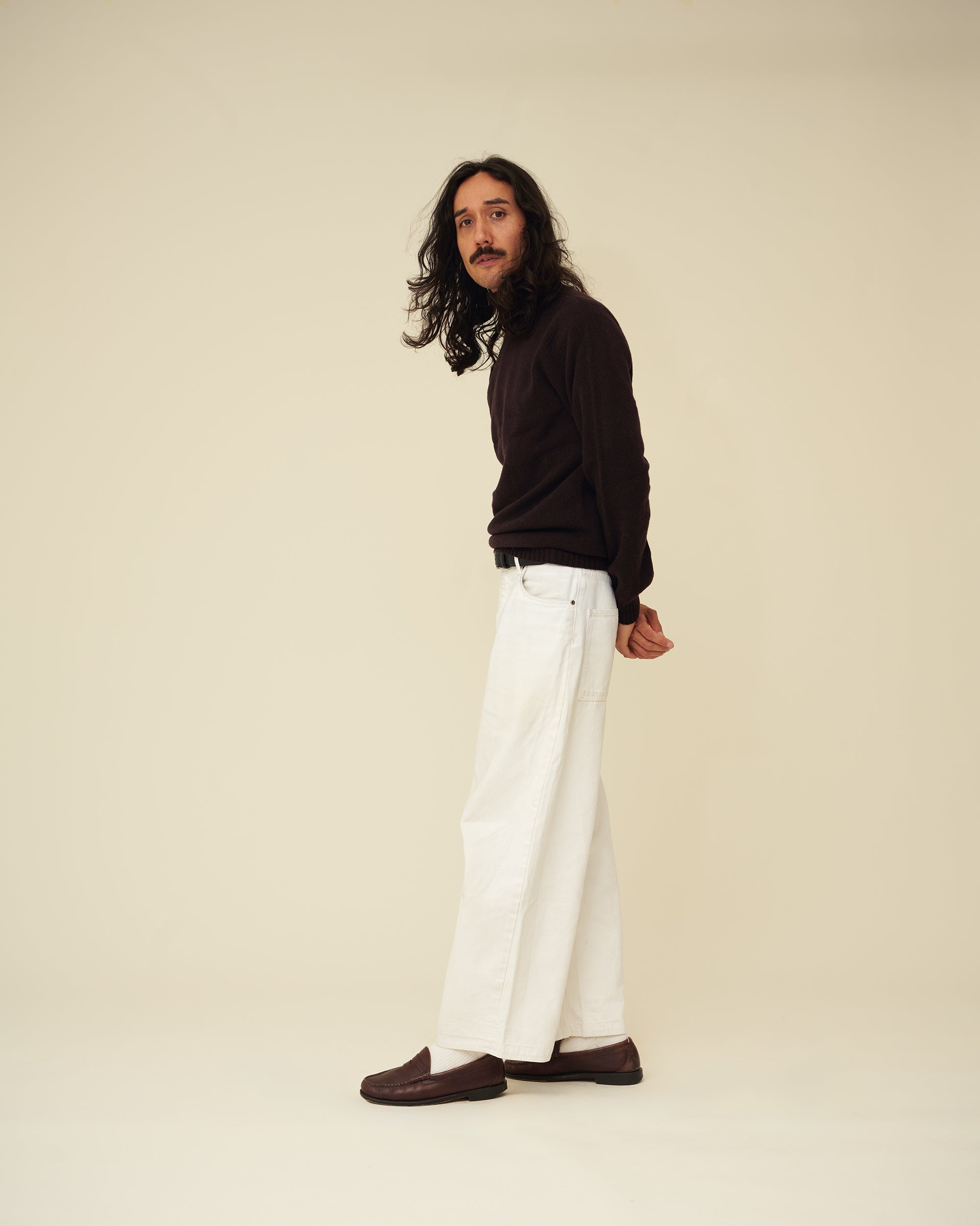 Merino Lambswool Roll Neck - Dark Brown (Knitted-to-Order)