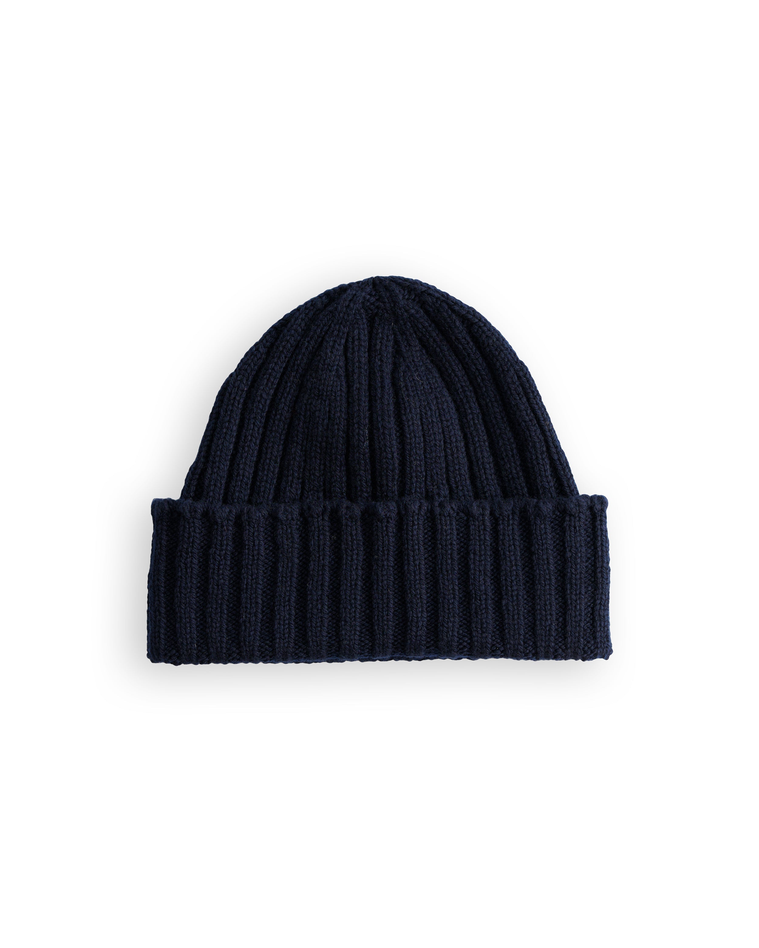 Merino Lambswool Beanie - Navy Blue (Knitted-to-Order)