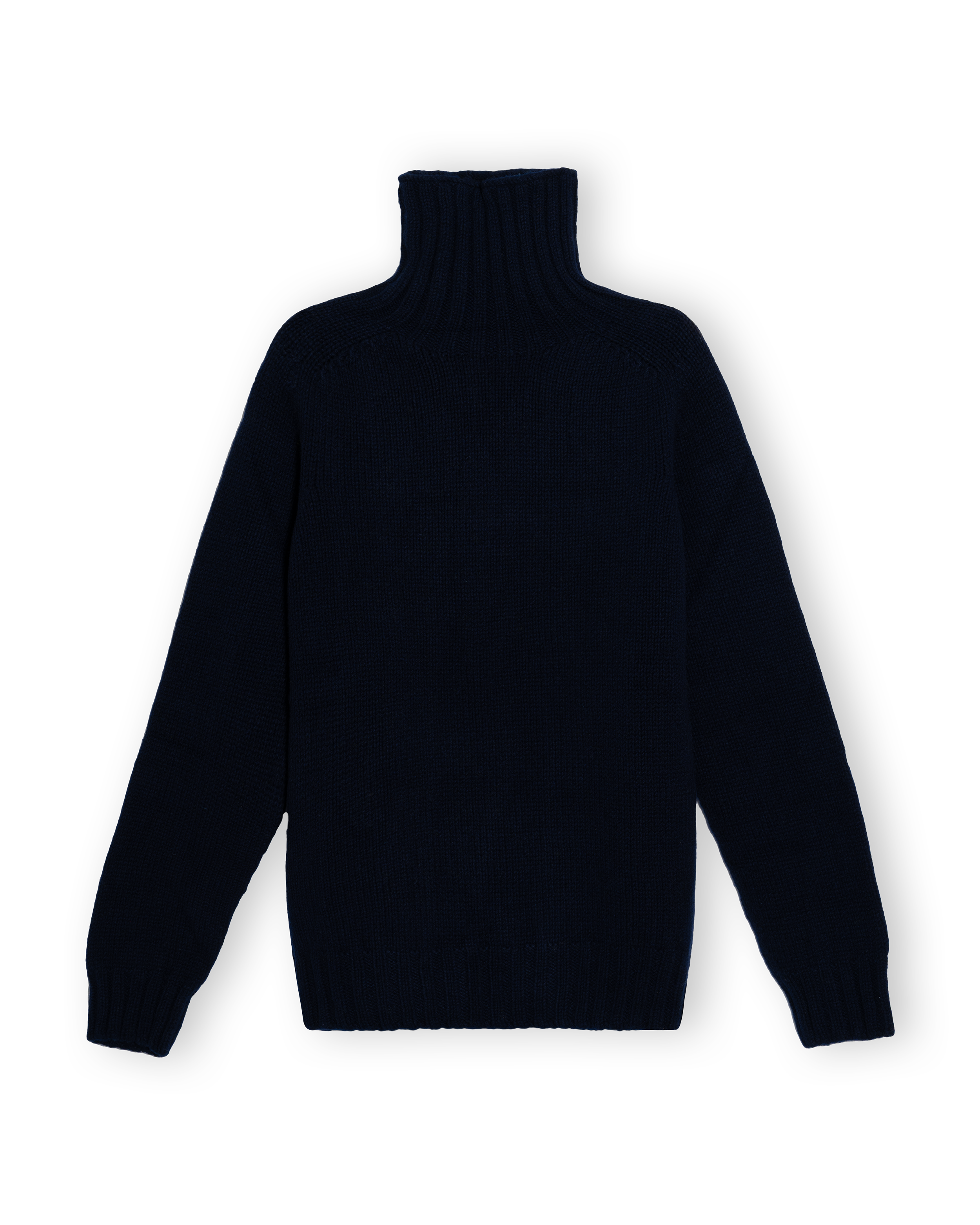 Chunky Merino Lambswool Roll Neck - Navy Blue (Knitted-to-Order)
