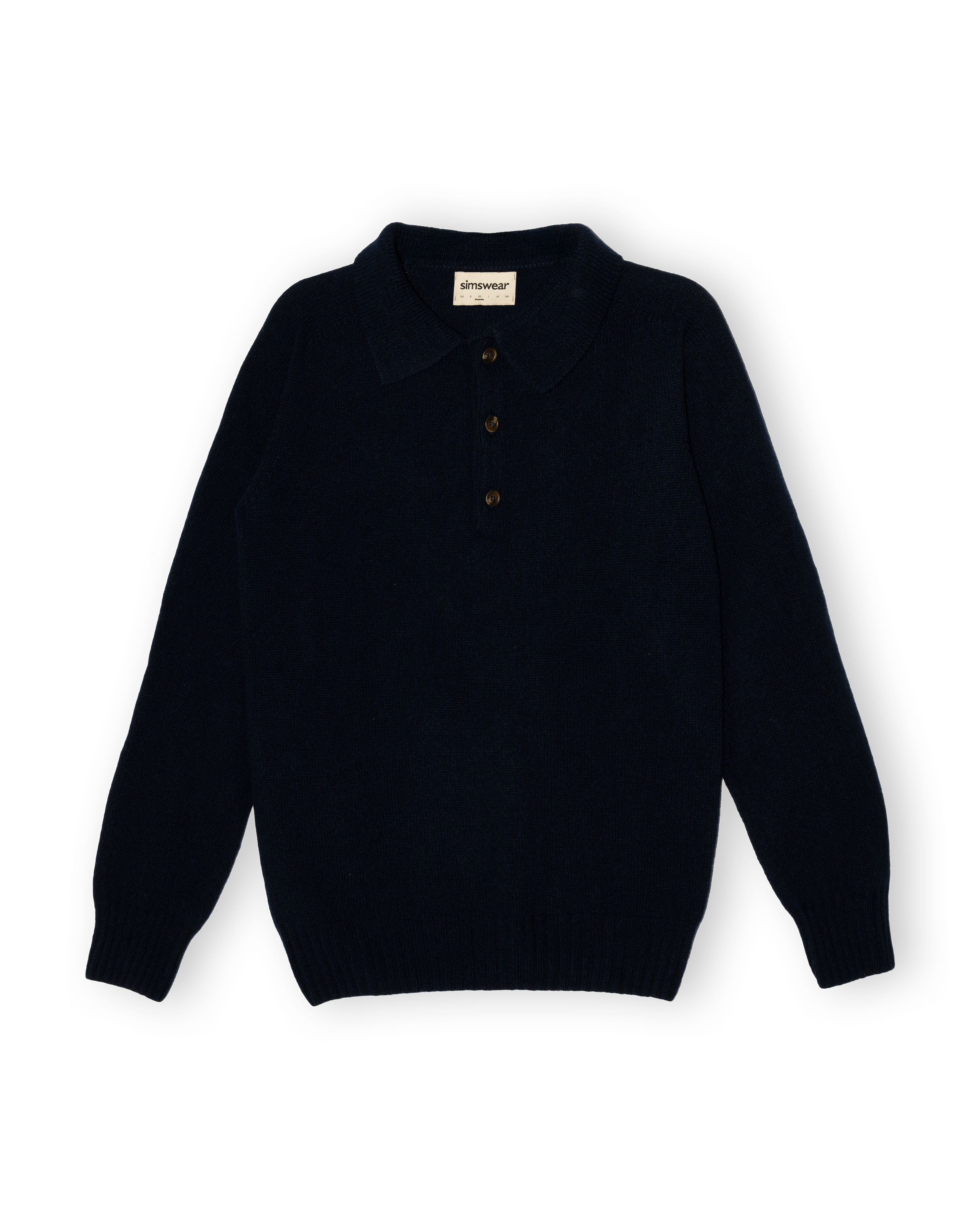 Merino Lambswool Rugby Jumper - Navy Blue (Knitted-to-Order)