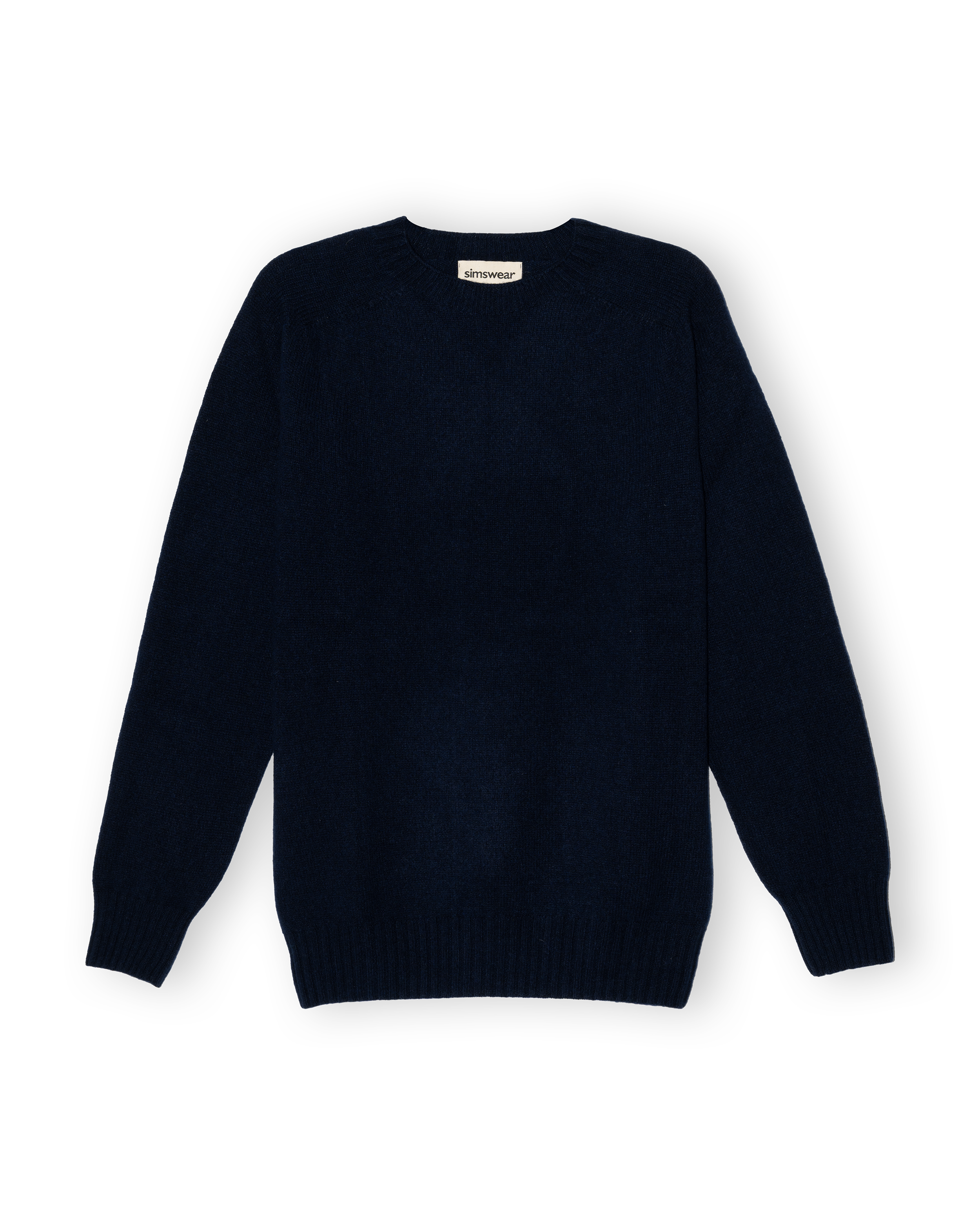 Merino Lambswool Jumper - Navy Blue (Knitted-to-Order)