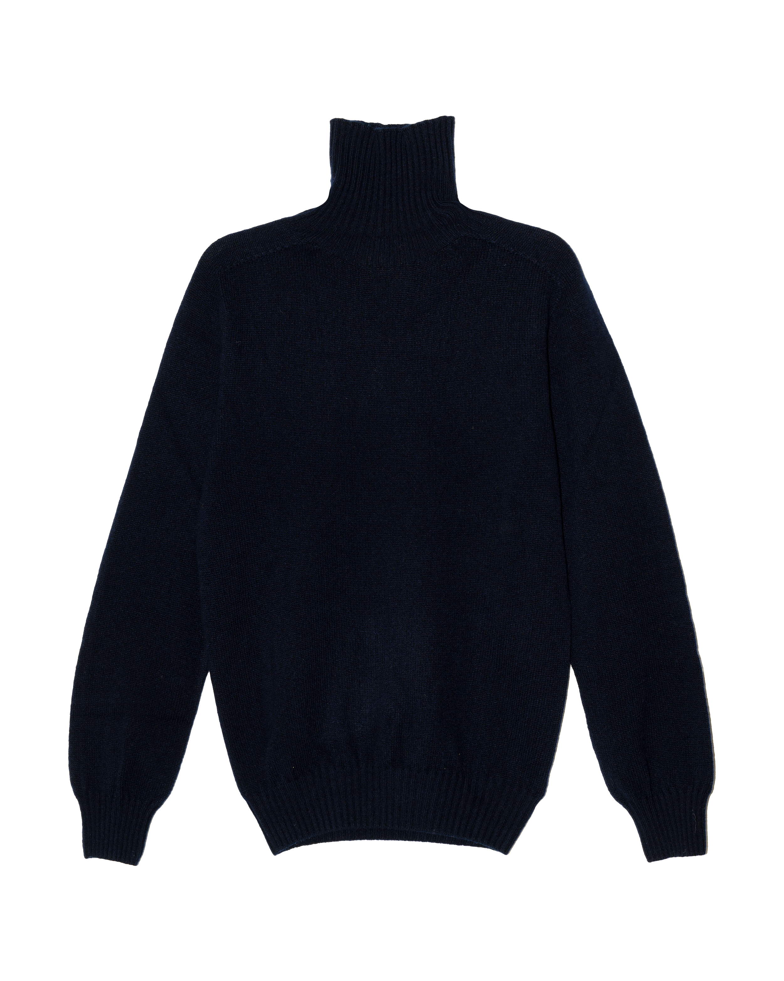 Merino Lambswool Roll Neck - Navy Blue (Knitted-to-Order)