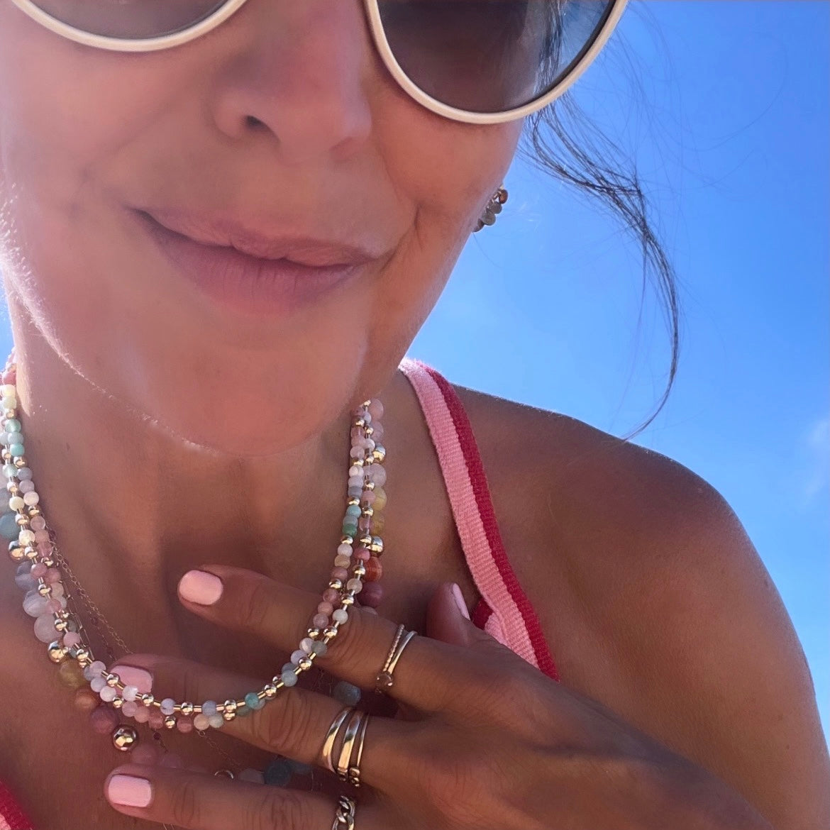 sorbet bead & tube necklace