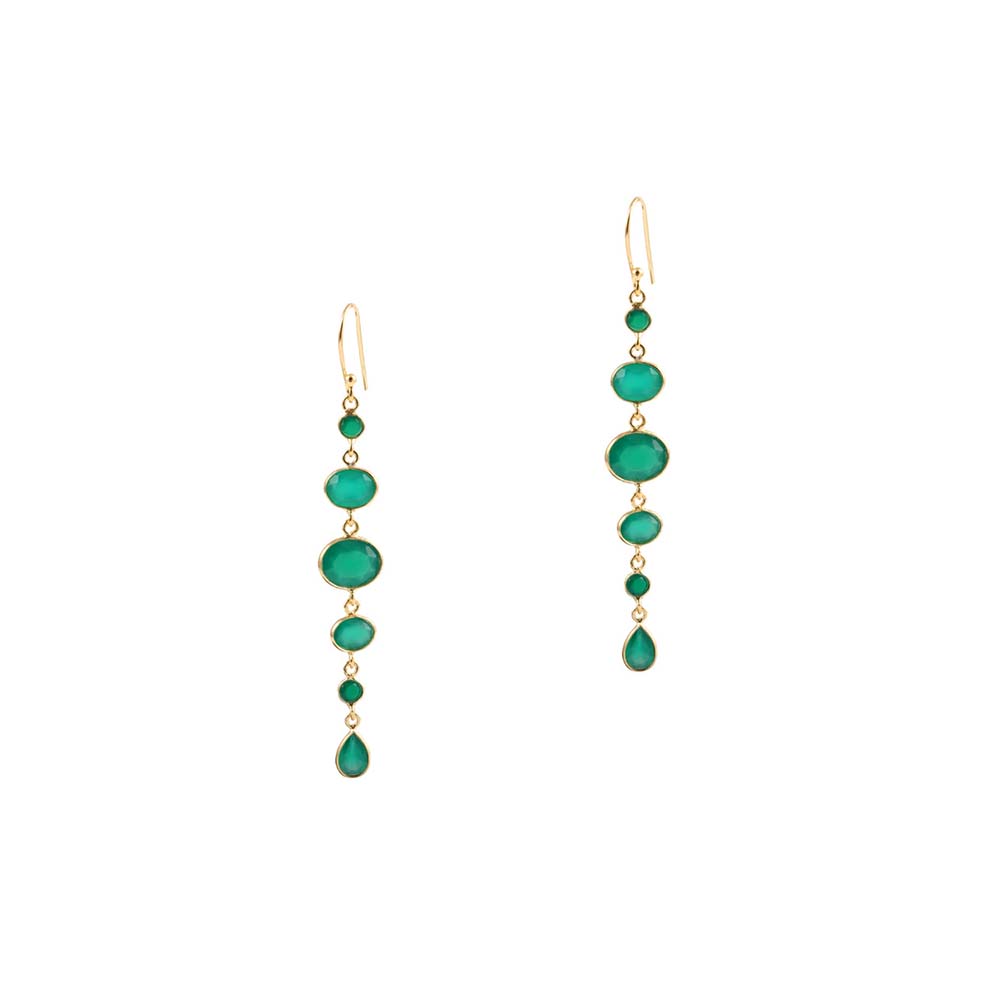 Cascade Earrings in Gold with Green Onyx