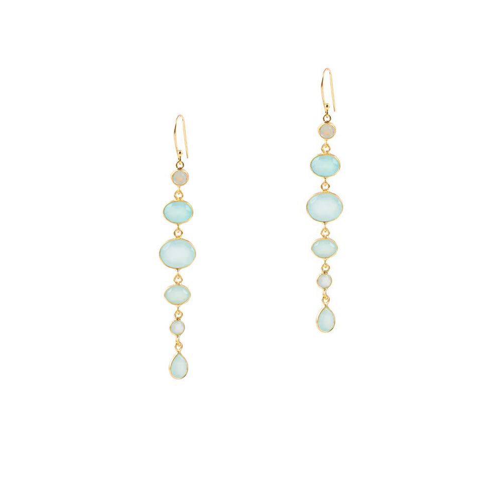 Cascade Earrings in Gold with Aqua chalcedony