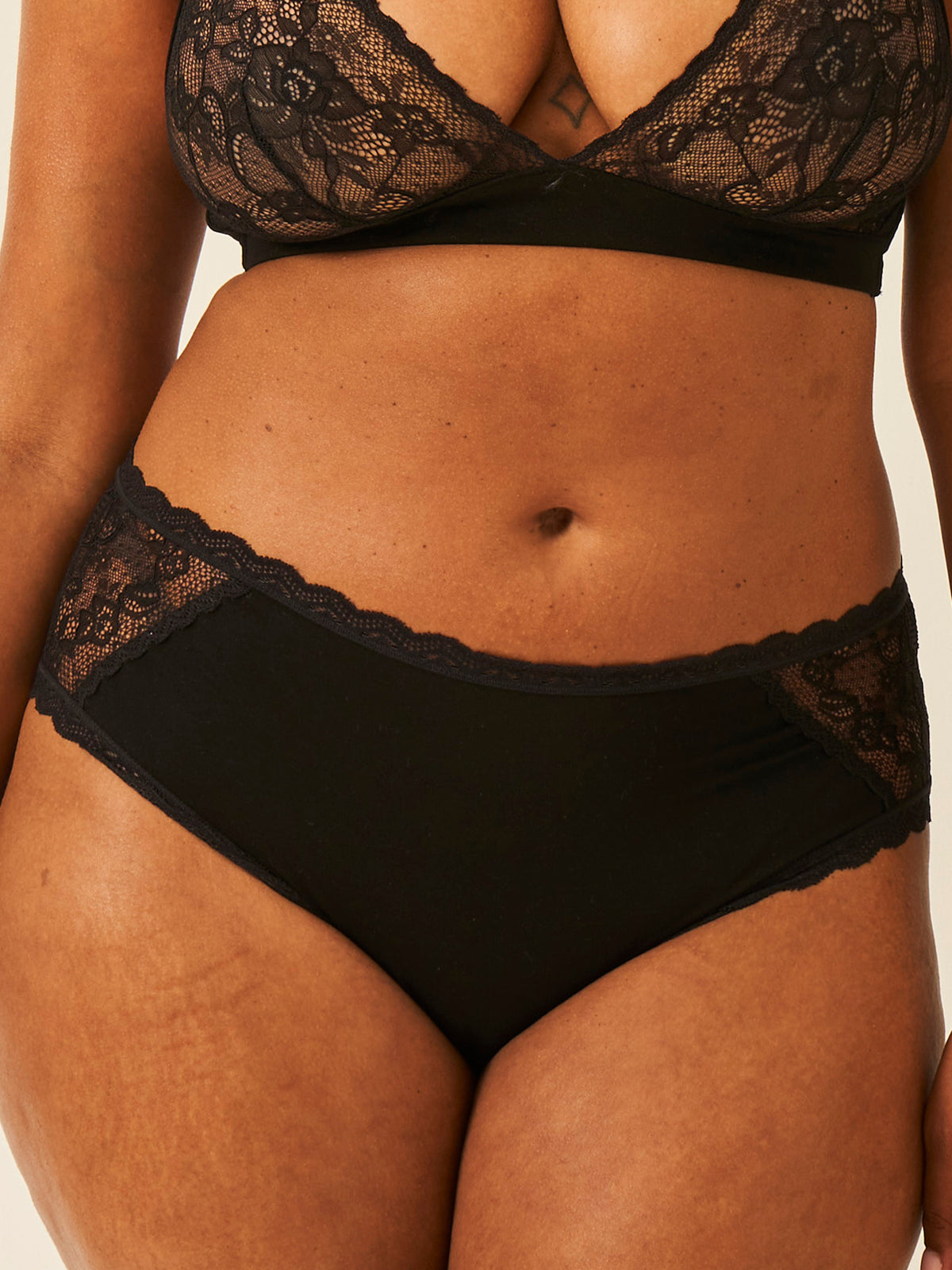 Eco Lace High Rise Knicker - Black