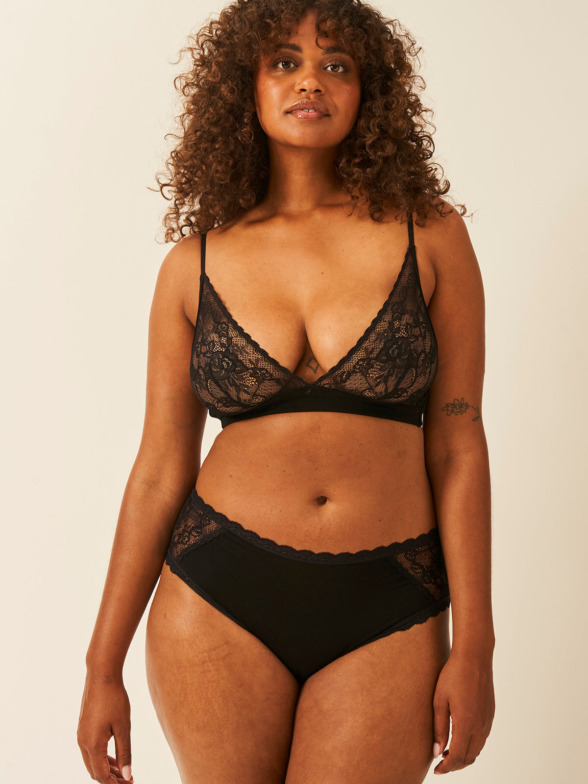 Eco Lace High Rise Knicker - Black