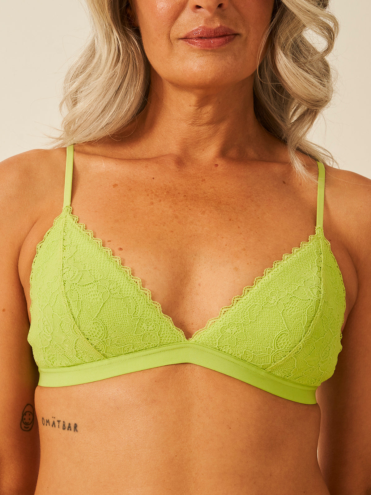 Eco Lace Padded Triangle Bra -  Green Glow