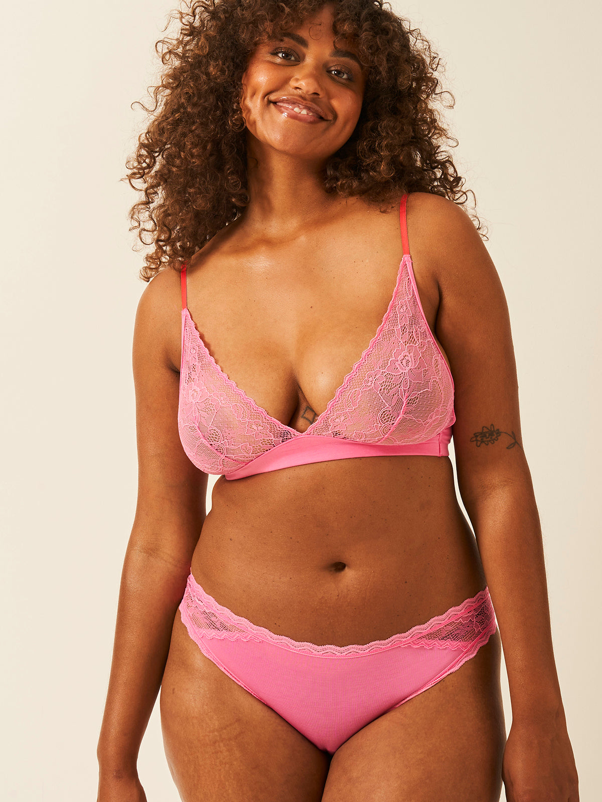 Eco Lace Triangle Bra - Pink Cosmos & Hibiscus