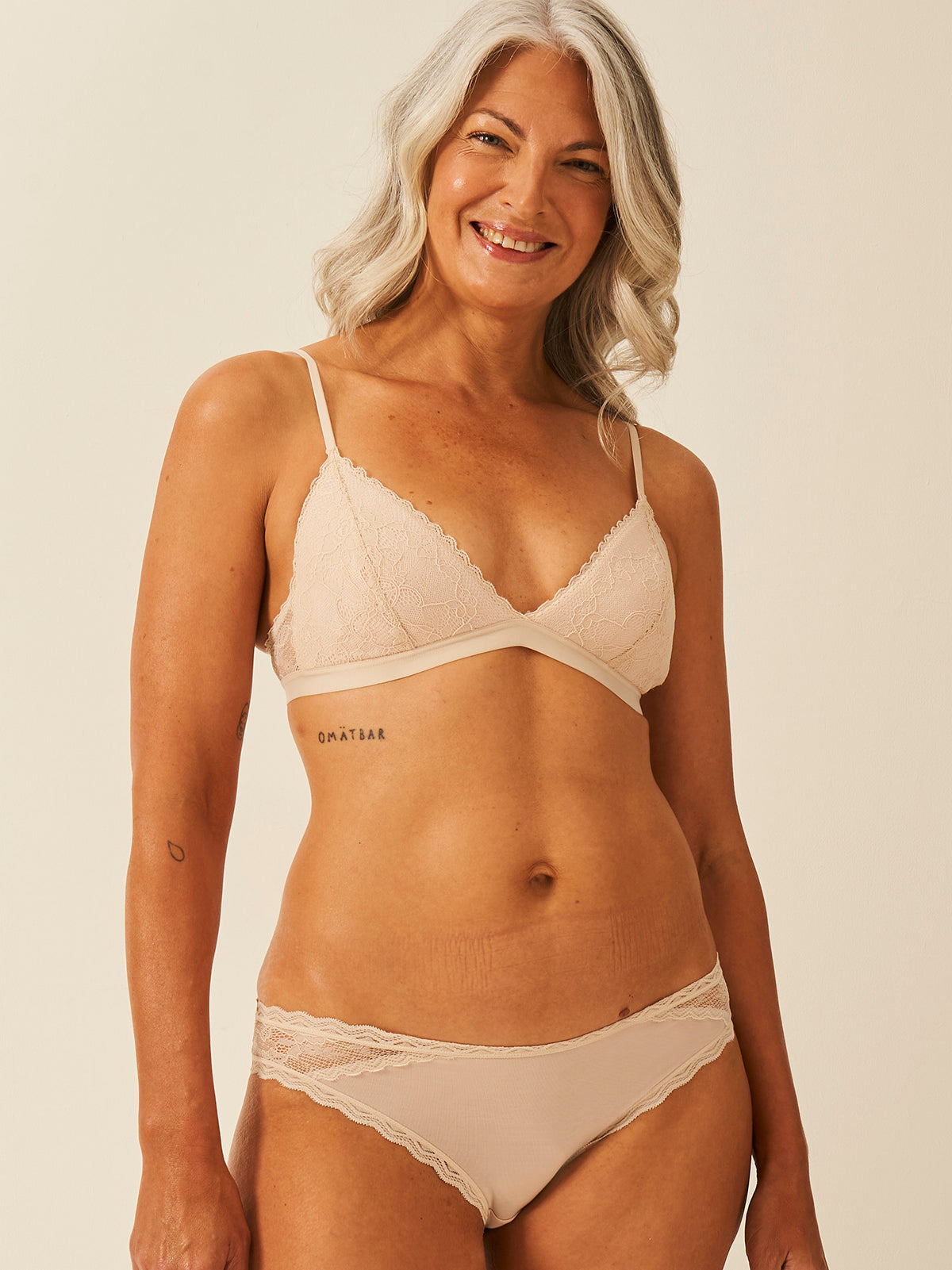 Eco Lace Padded Triangle Bra - Sand