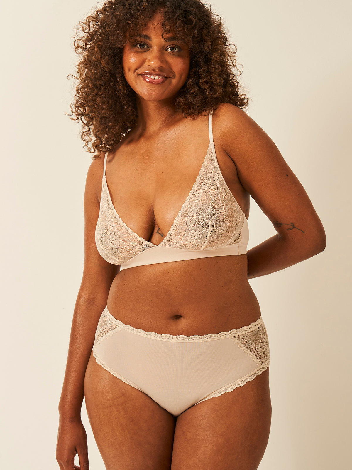 Eco Lace High Rise Knicker - Sand