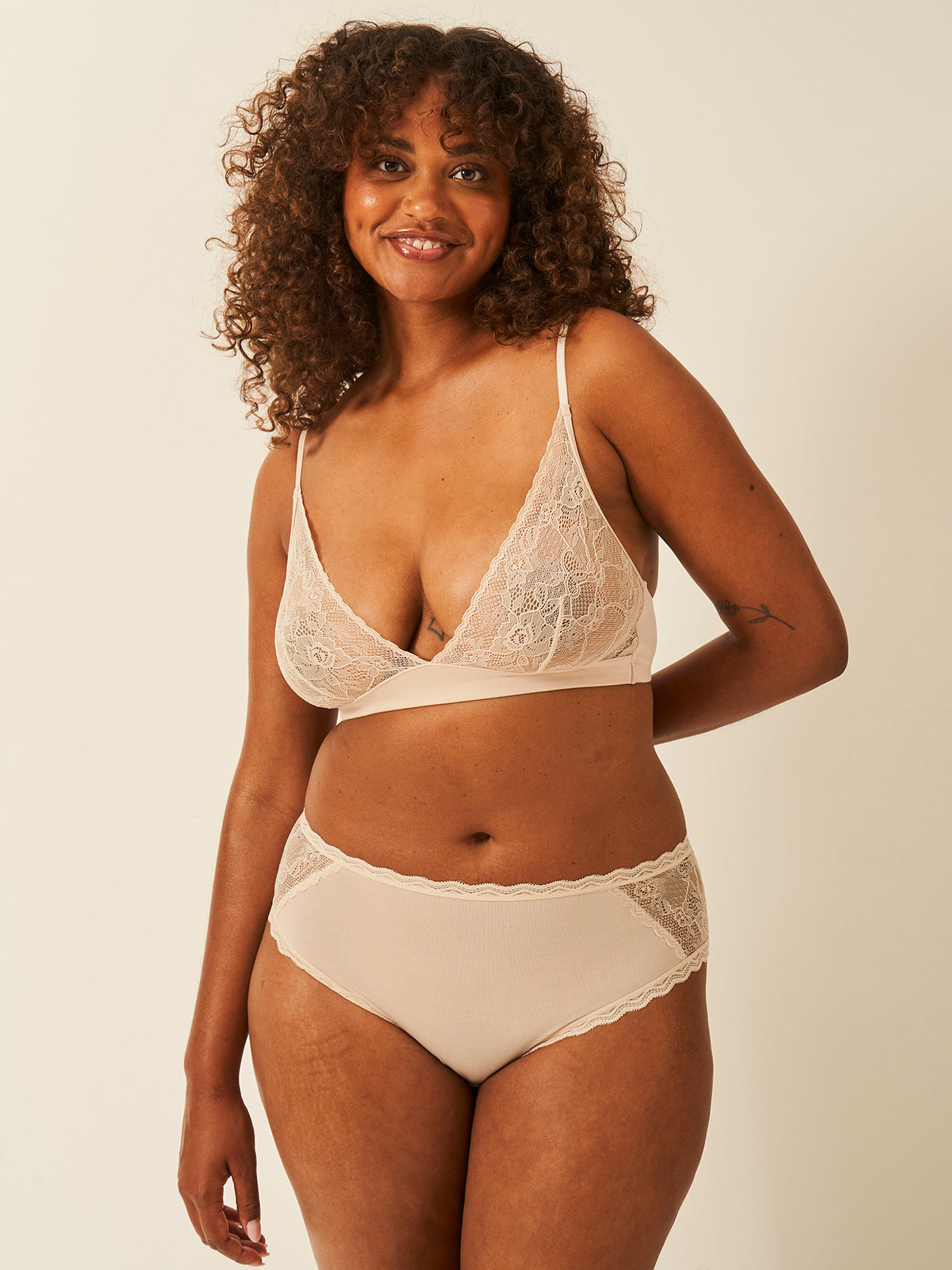 Eco Lace Triangle Bra - Sand