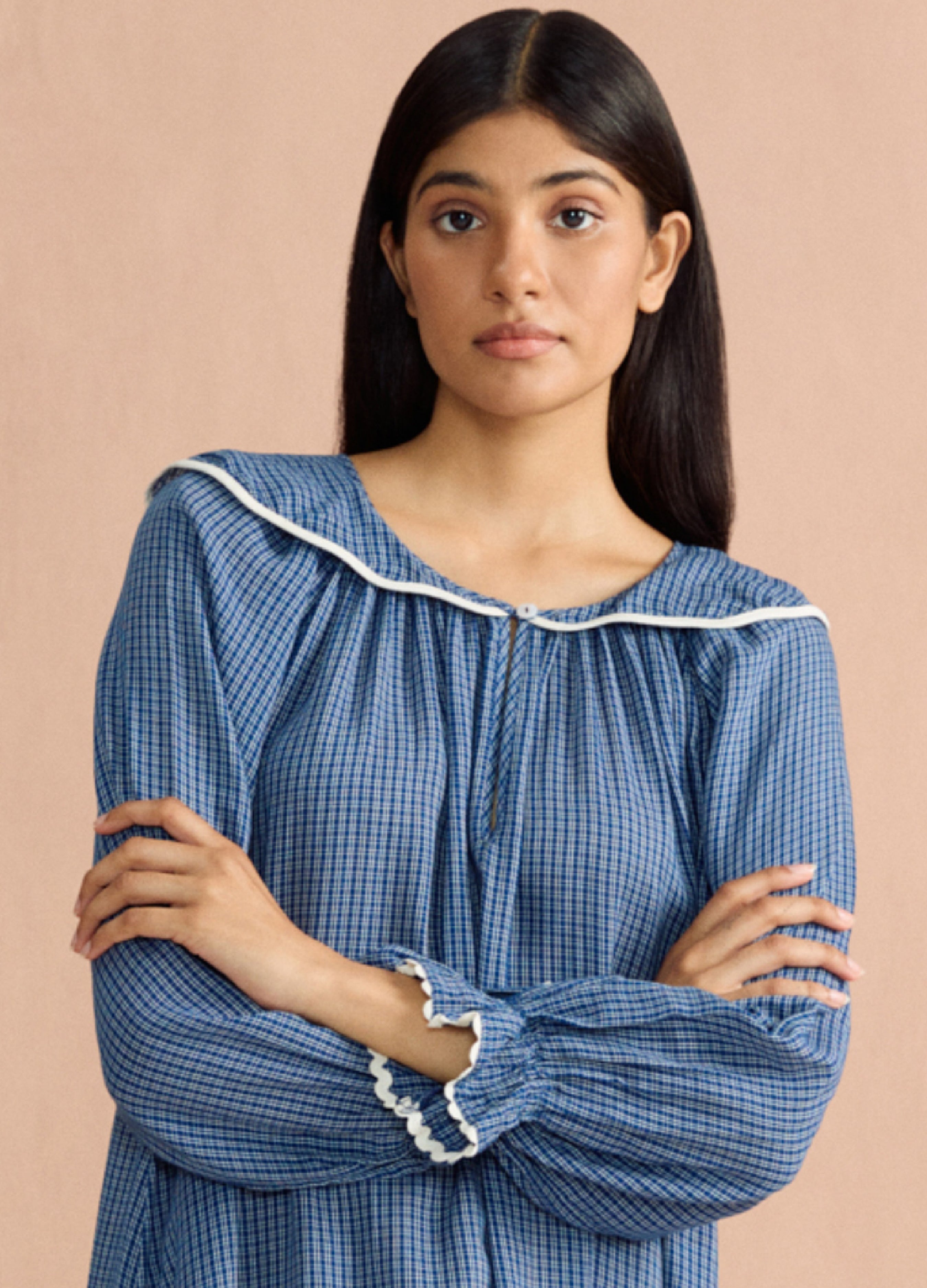 Katharine Blouse - Denim Check