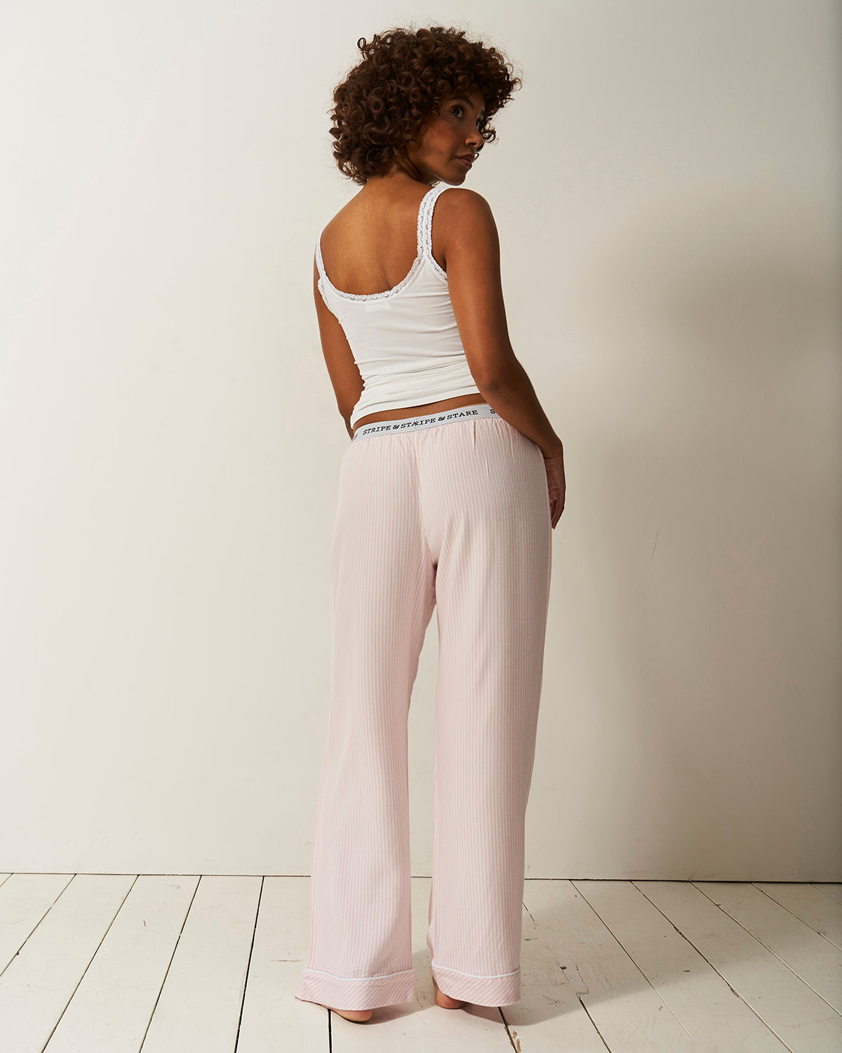 Soft Brushed Woven Pyjama Bottoms - Pink Stripe
