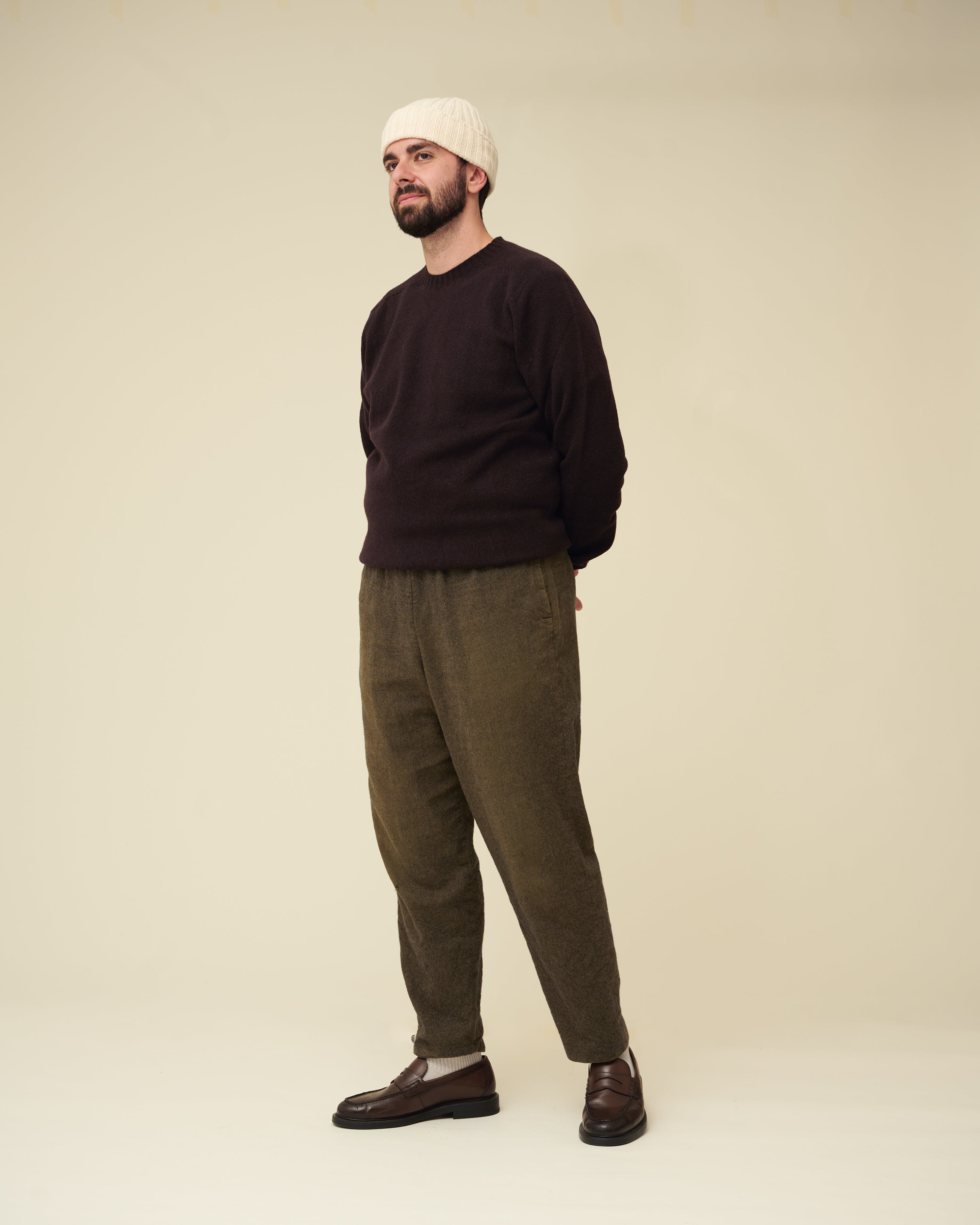 Merino Lambswool Beanie - Ecru (Knitted-to-Order)
