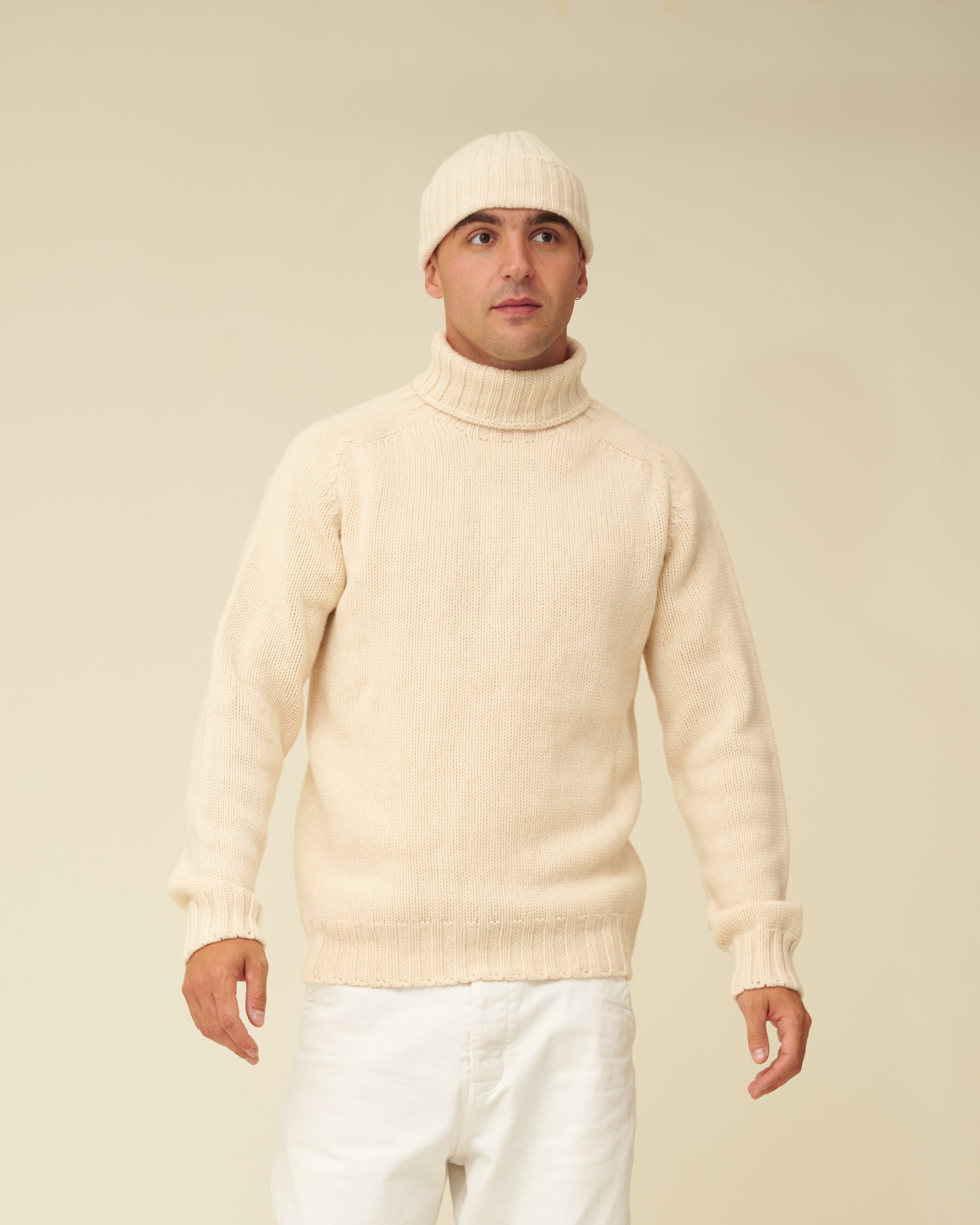 Merino Lambswool Beanie - Ecru