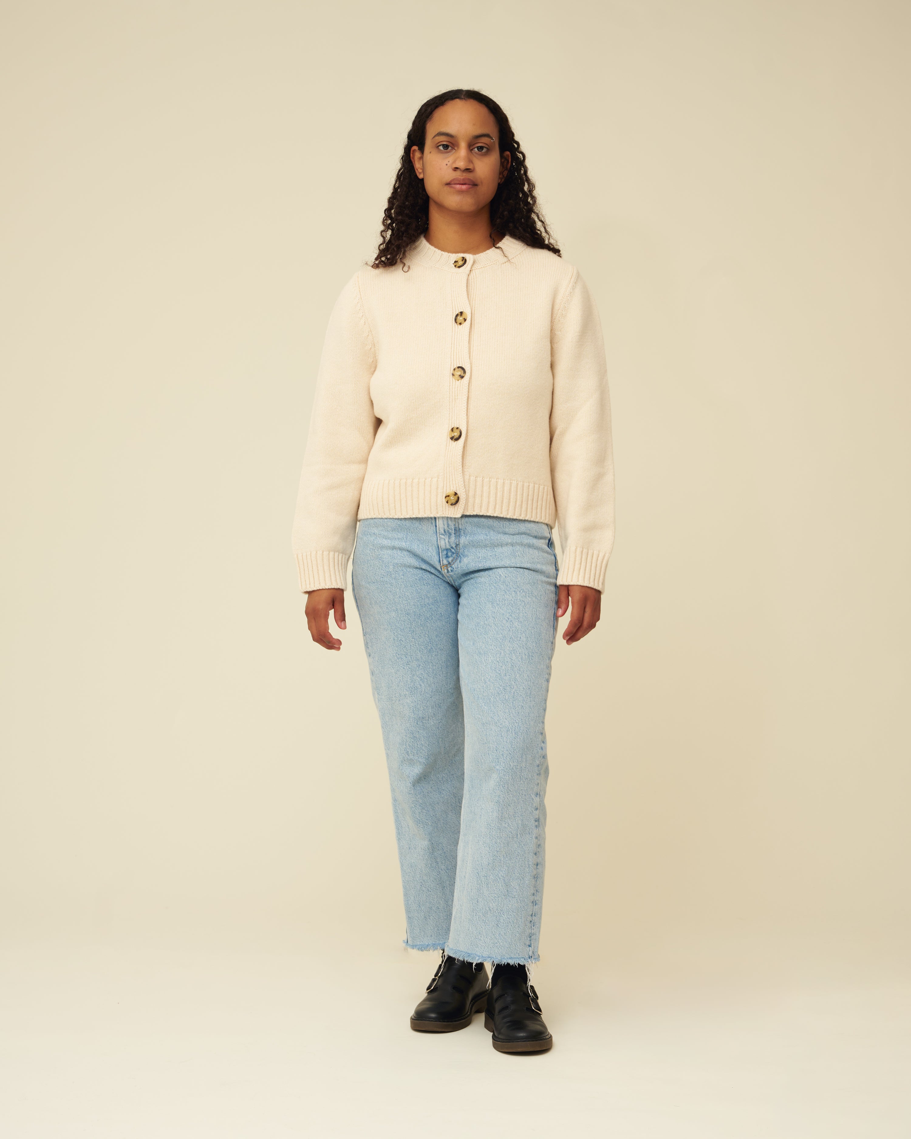 Merino Lambswool Cardigan - Ecru (Knitted-to-Order)