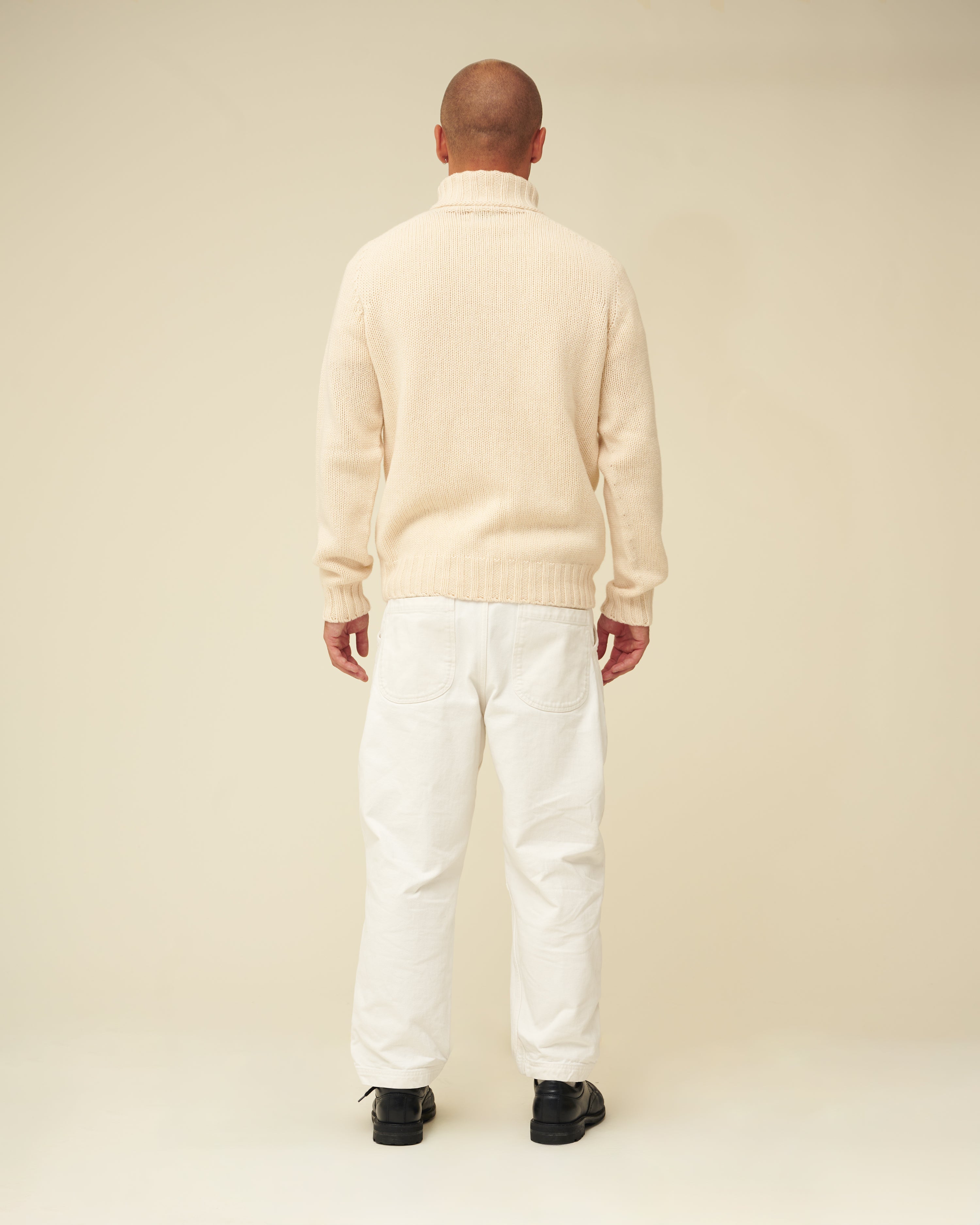 Chunky Merino Lambswool Roll Neck - Ecru (Knitted-to-Order)