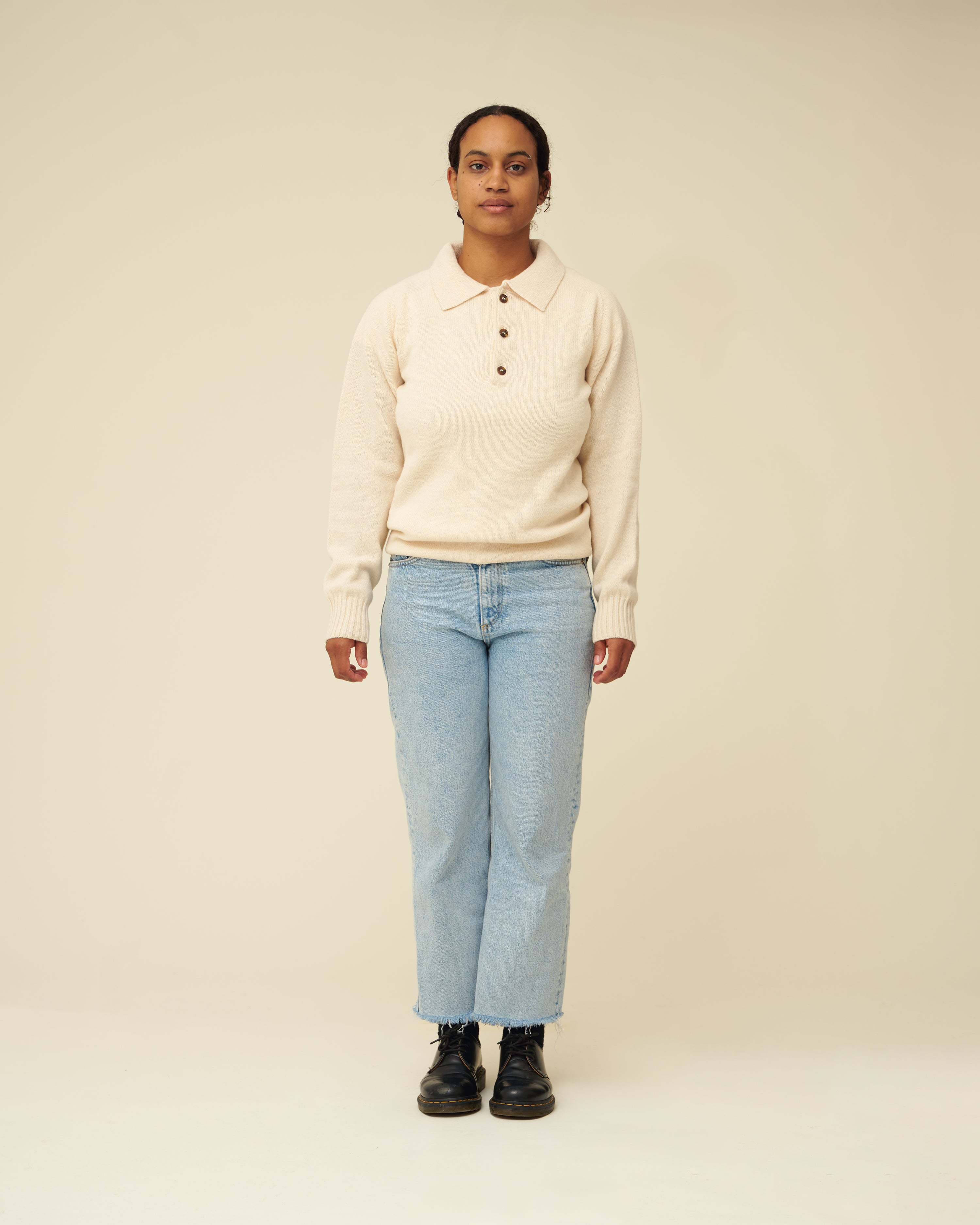 Merino Lambswool Rugby Jumper - Ecru (Knitted-to-Order)