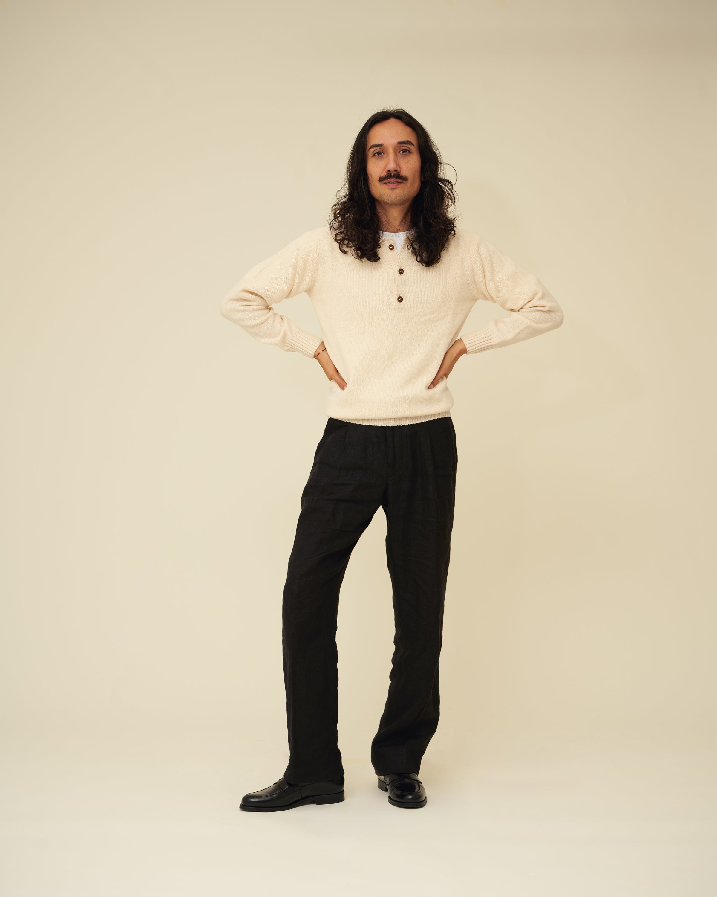 Merino Lambswool Rugby Jumper - Ecru