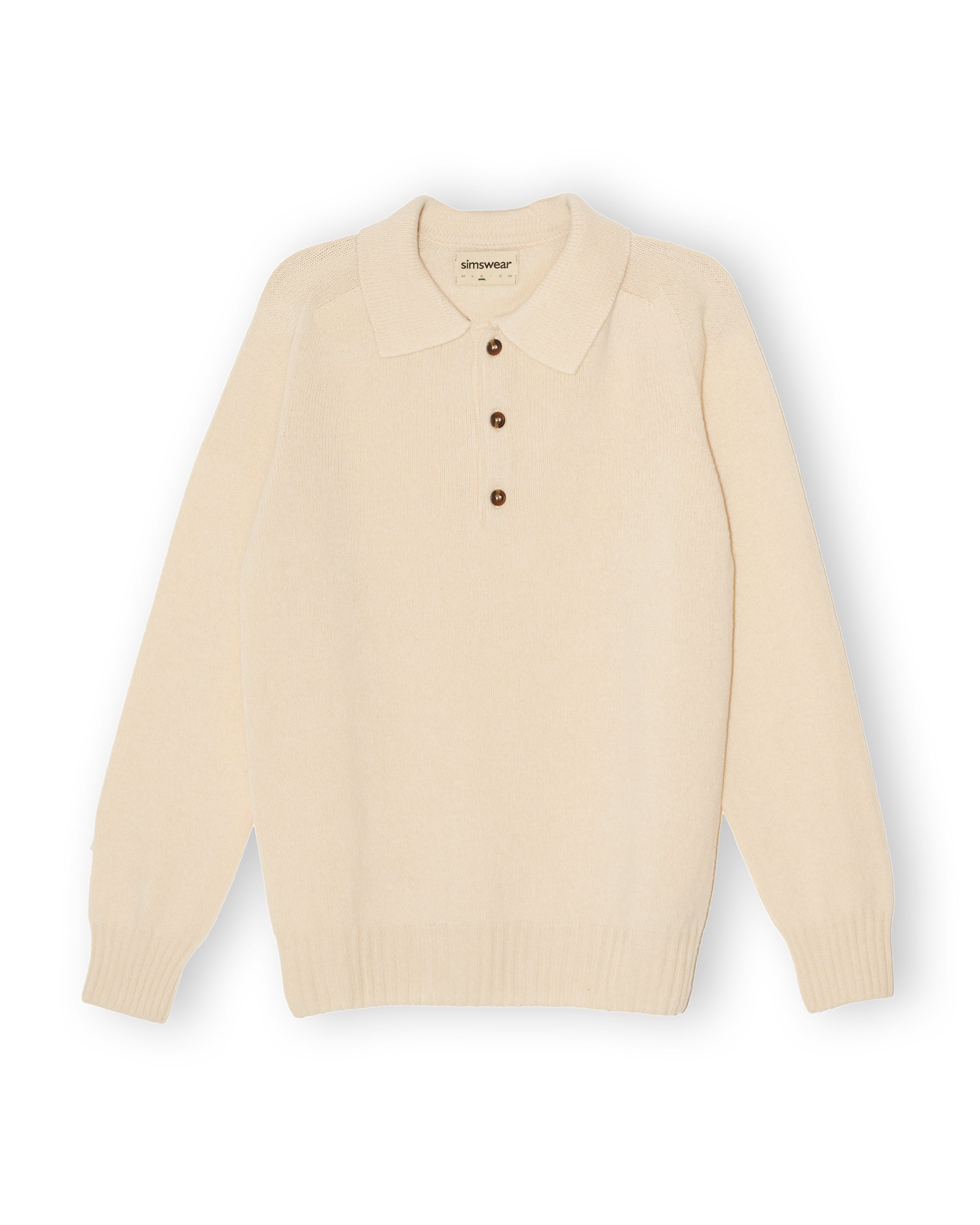 Merino Lambswool Rugby Jumper - Ecru (Knitted-to-Order)