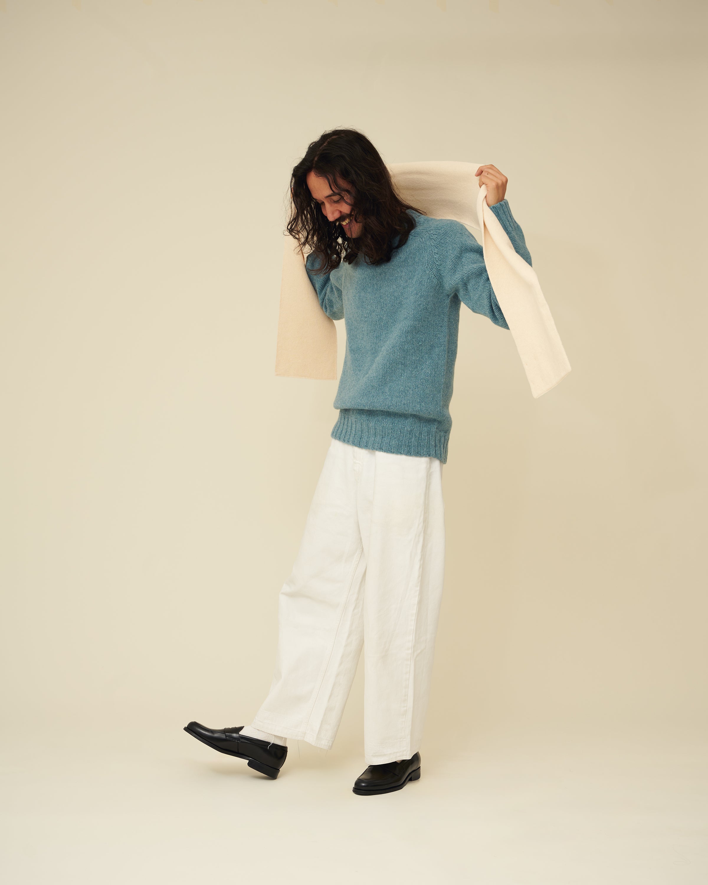 Merino Lambswool Scarf - Ecru (Knitted-to-Order)