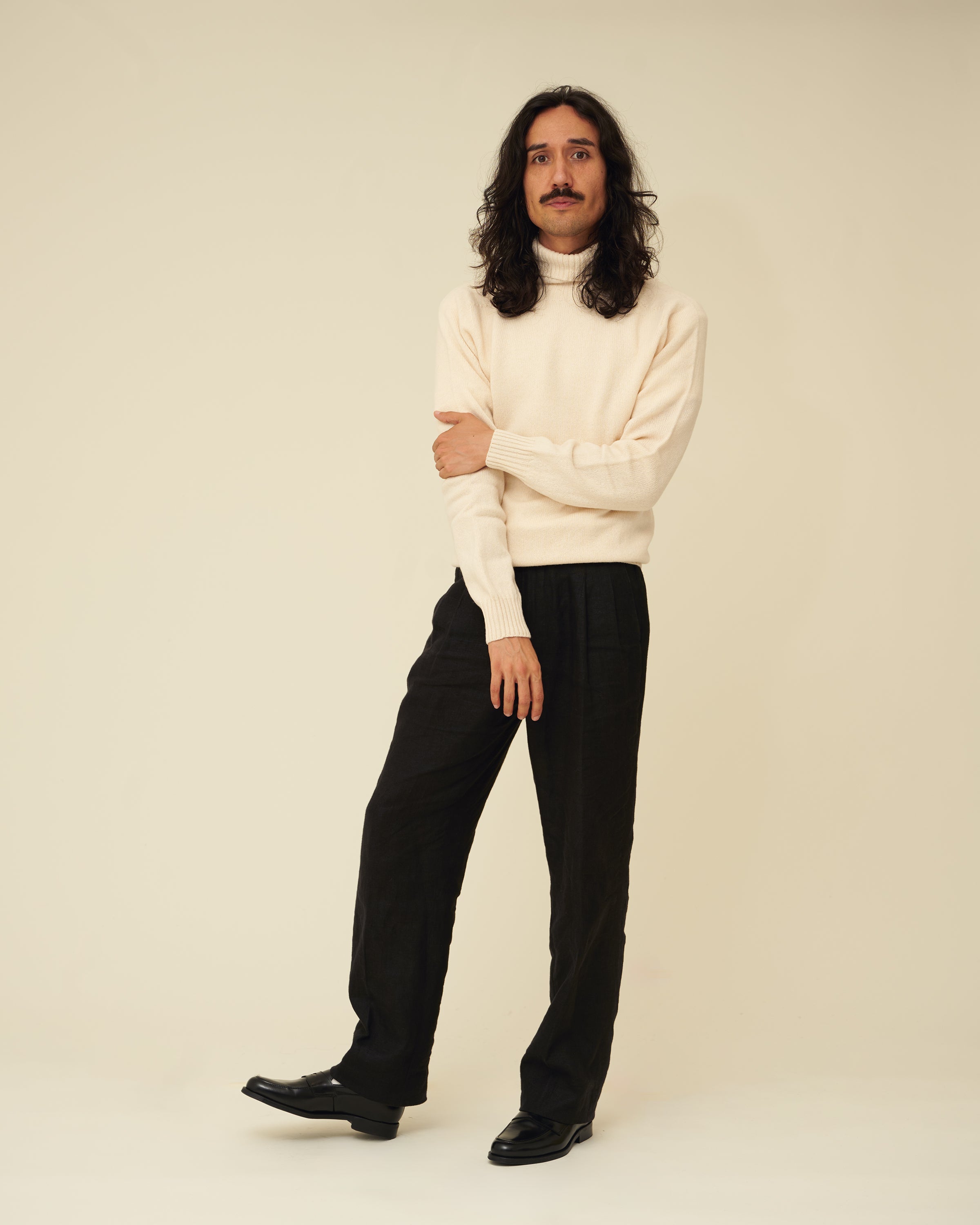 Merino Lambswool Roll Neck - Ecru