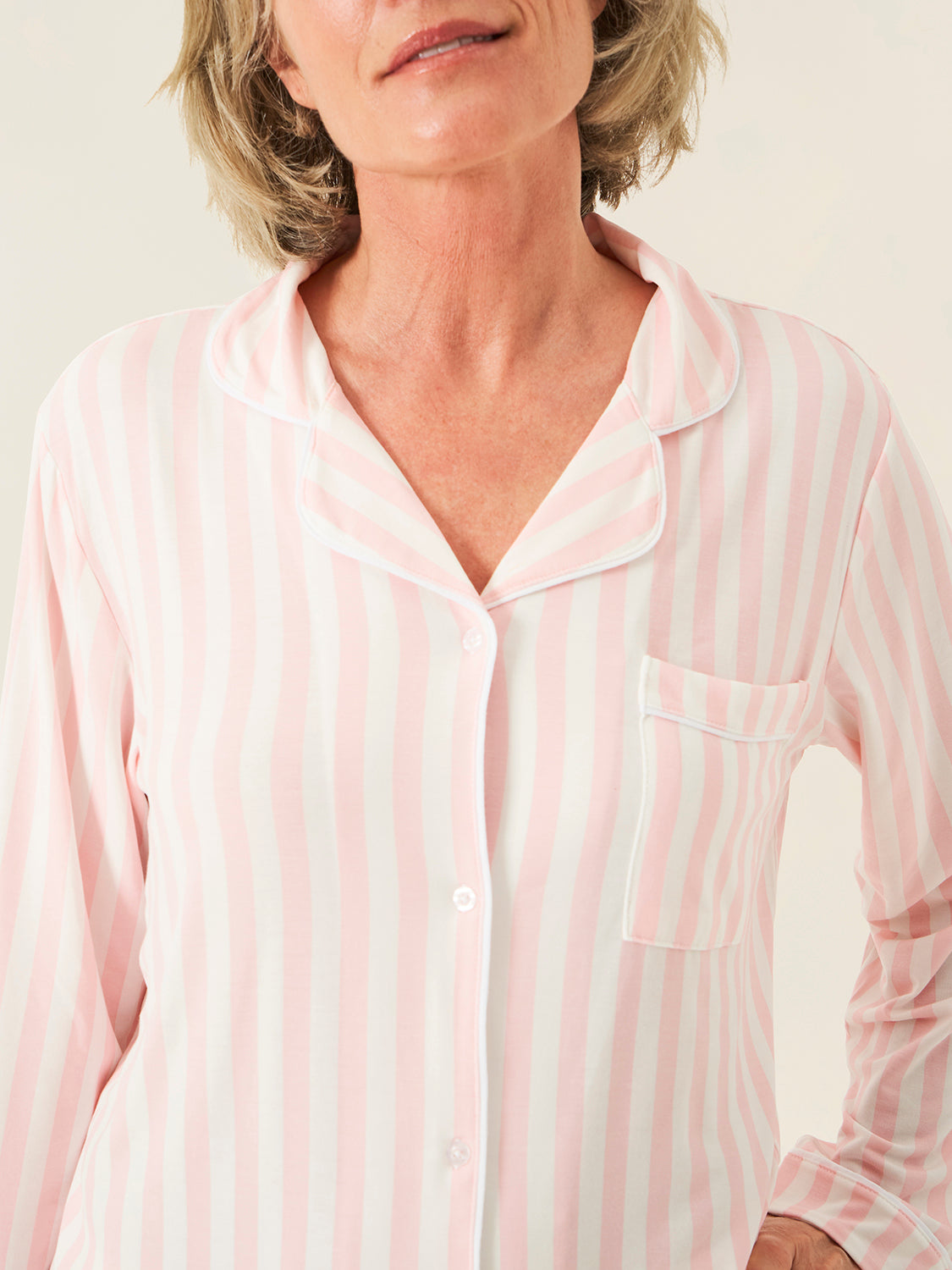 Long Pyjama Set - Pale Pink Stripe