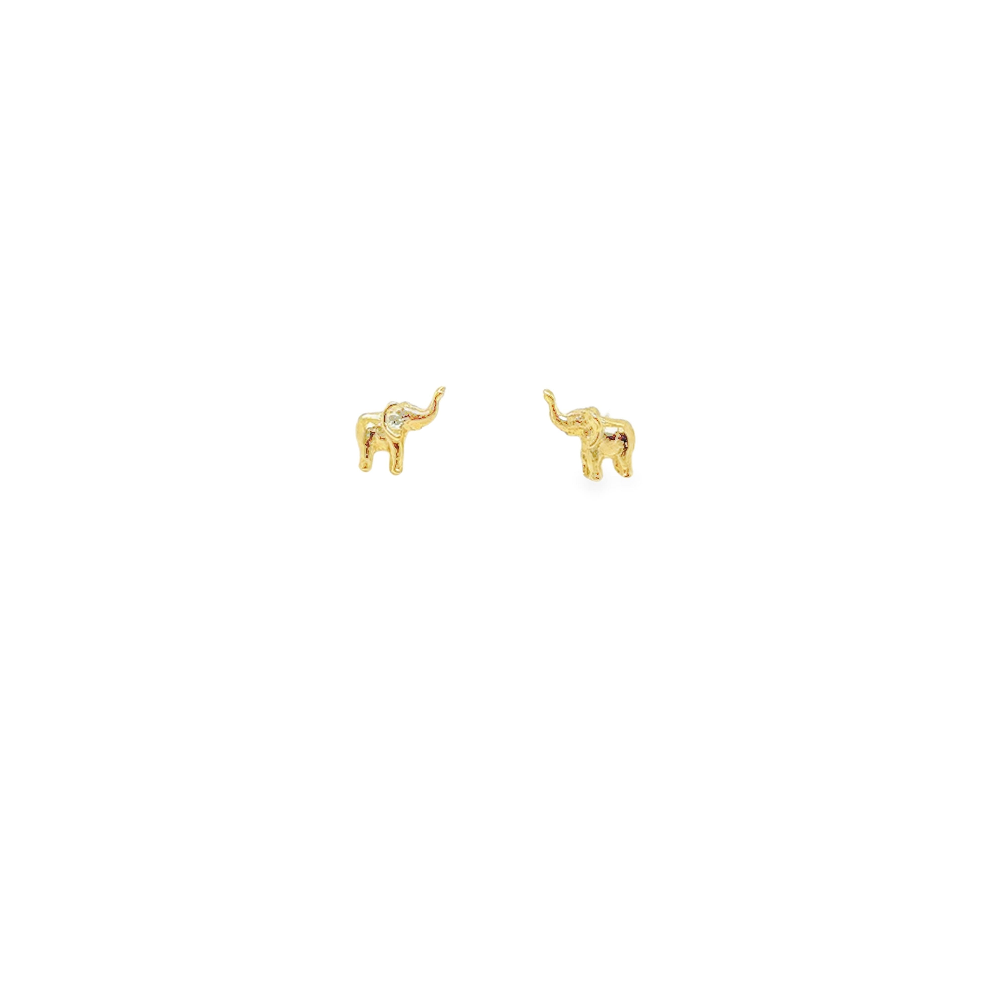 Gold Elephant Stud Earrings