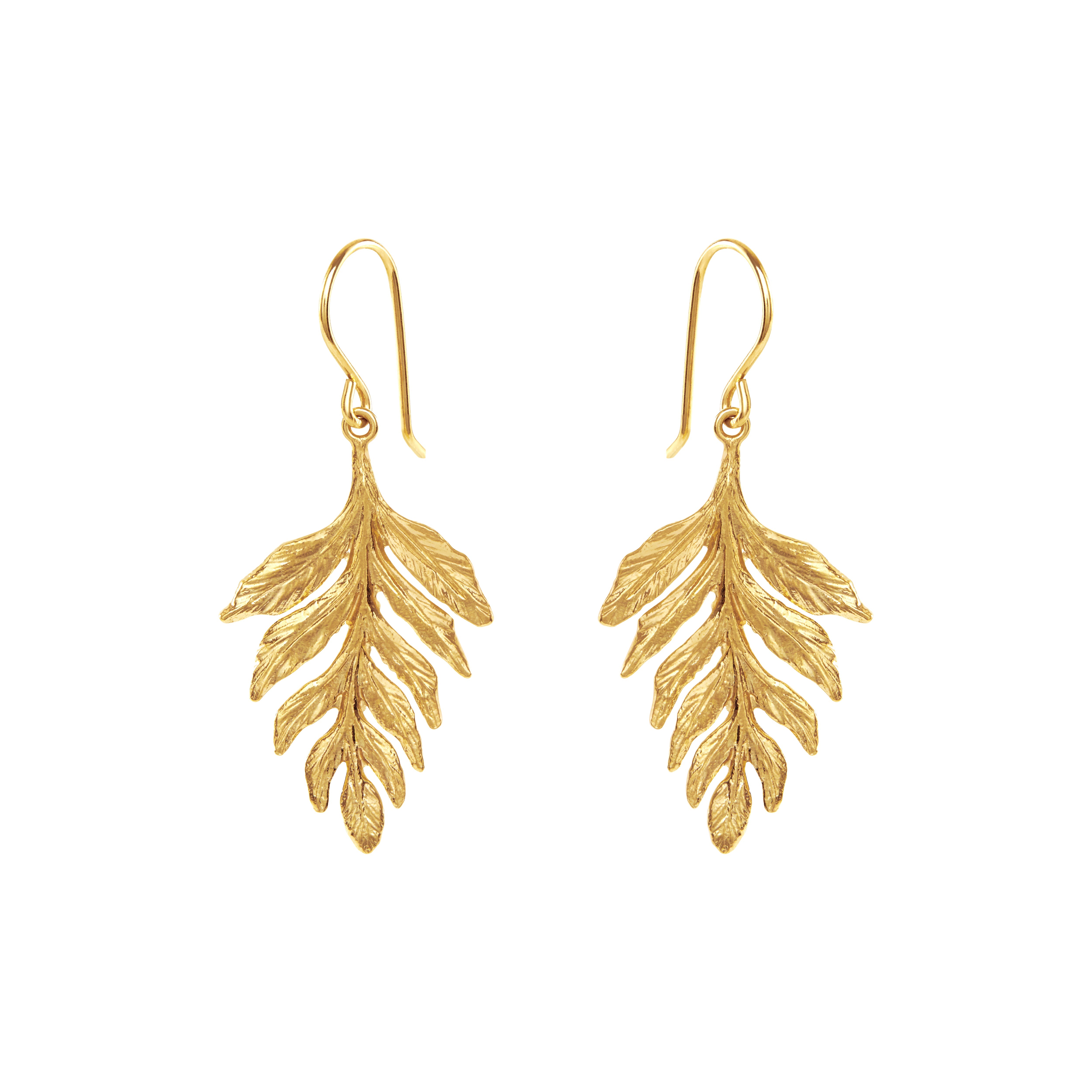 Gold Fern Drop Earrings
