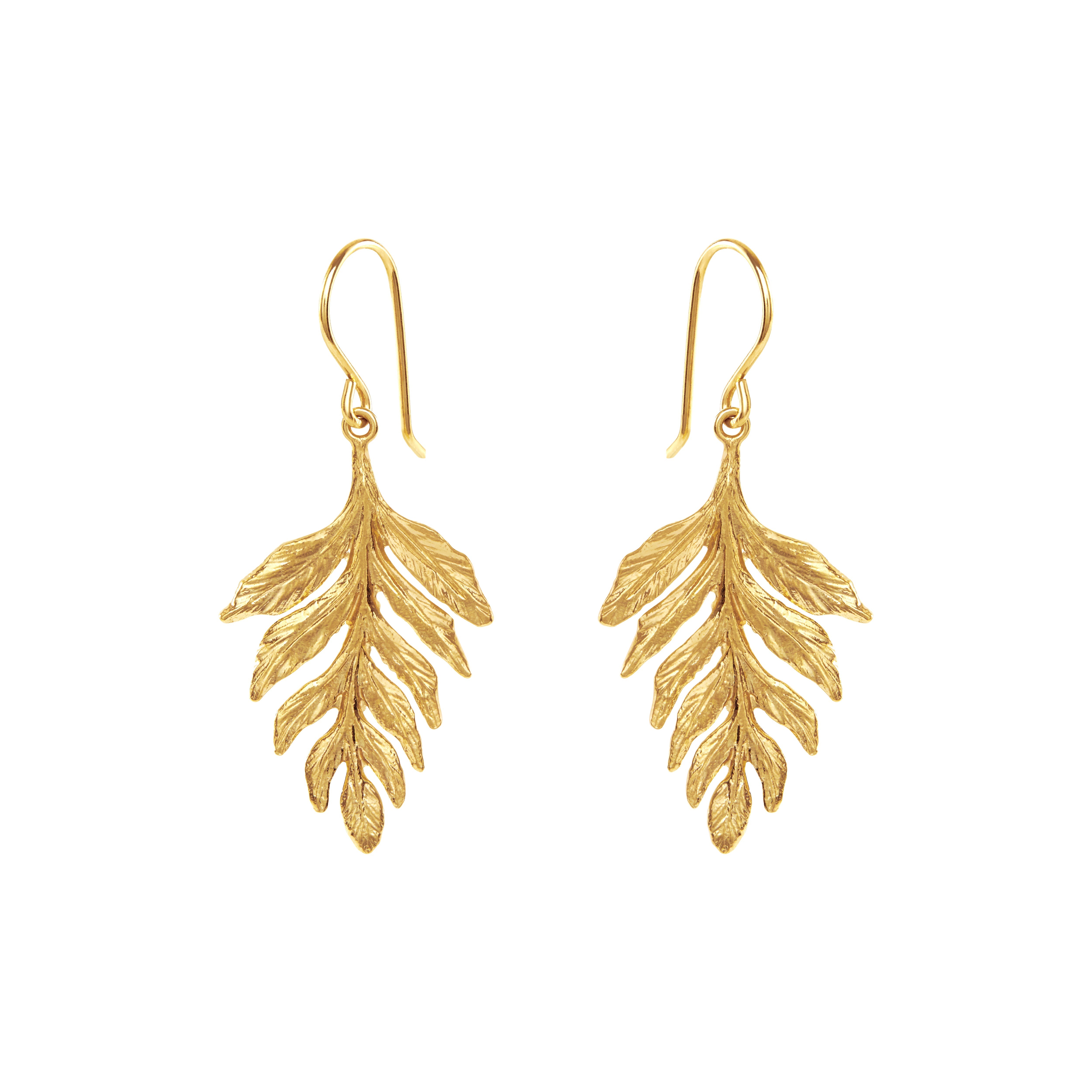 Gold Fern Drop Earrings