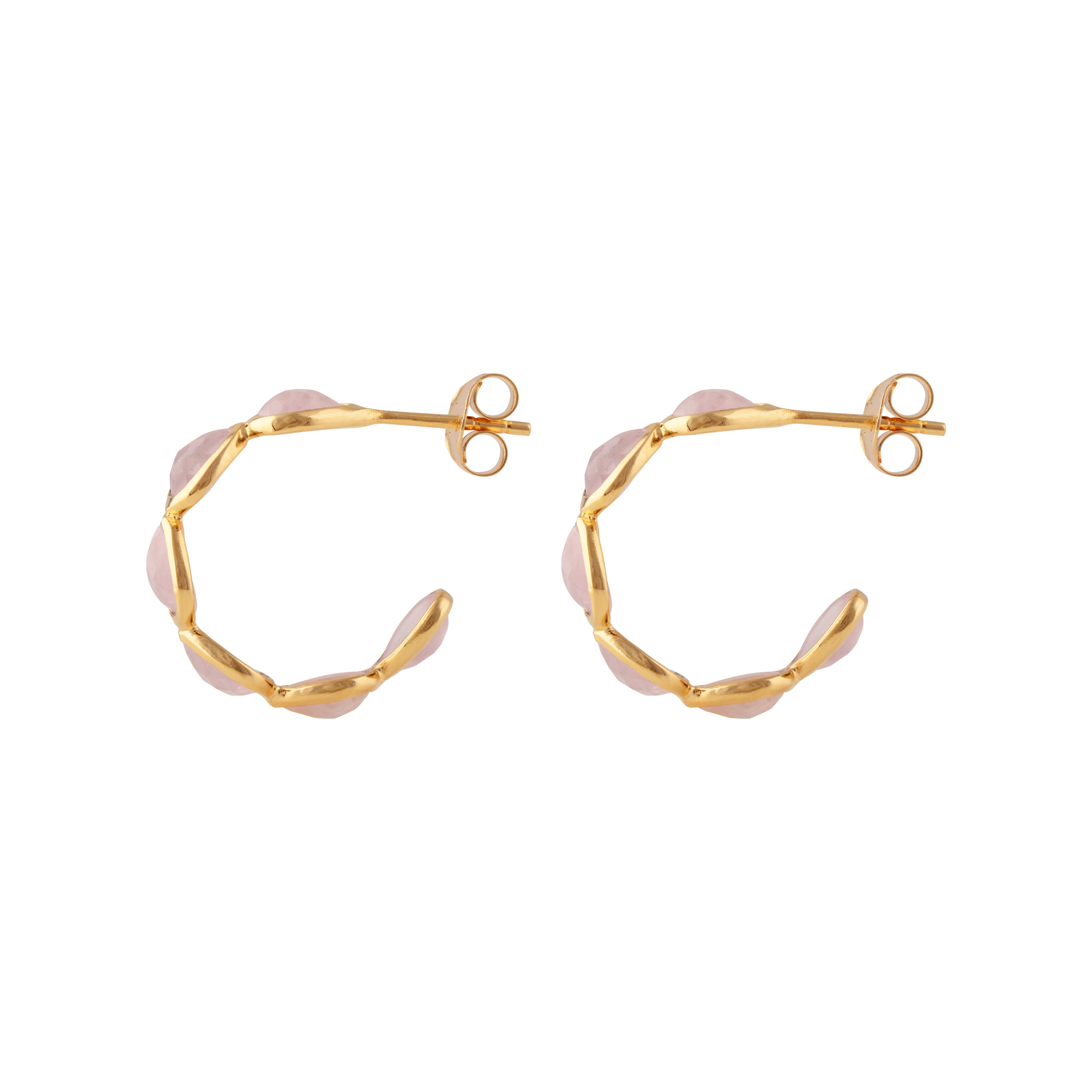 Mini Anna Hoops in Rose Quartz