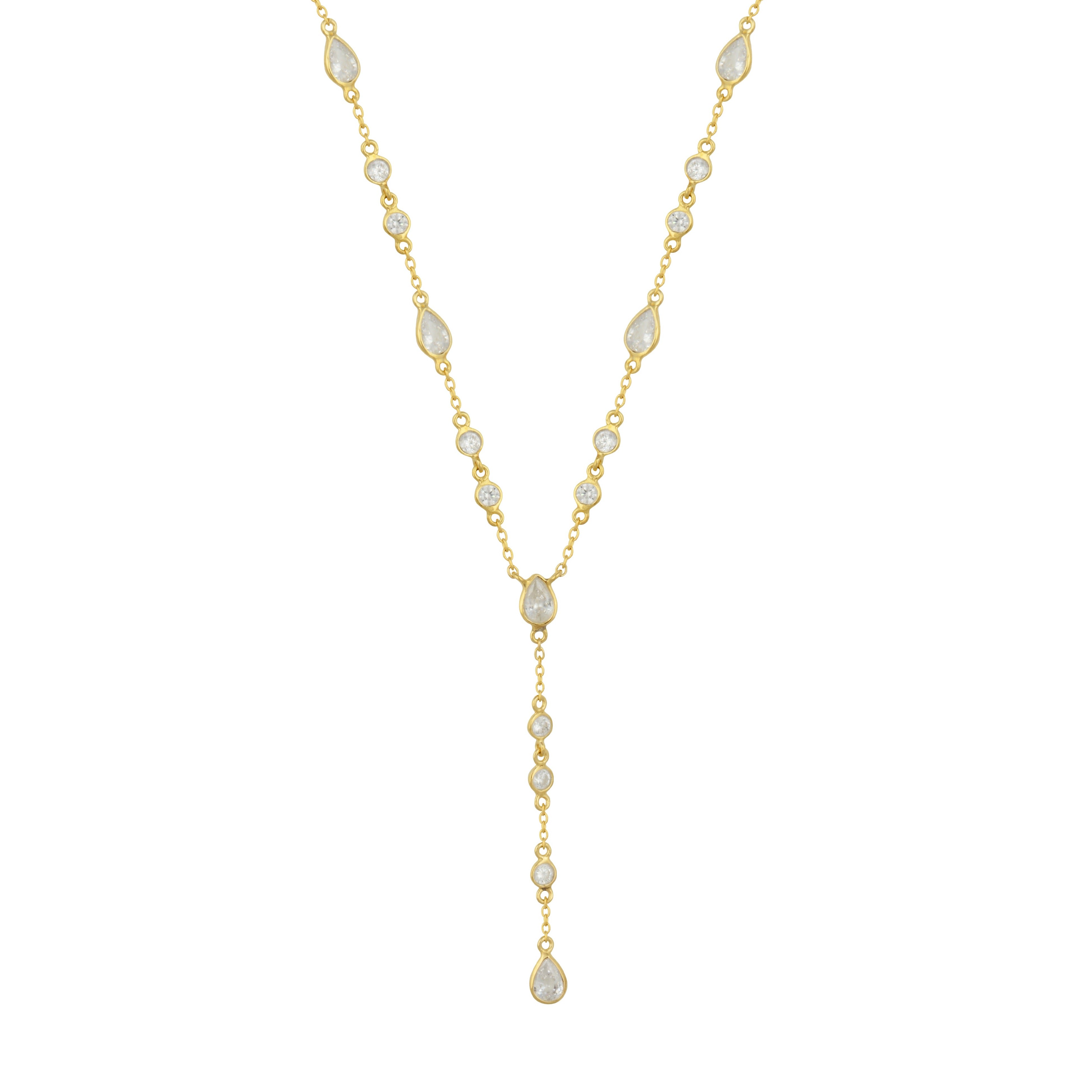 The Y Drop Necklace in Zirconia