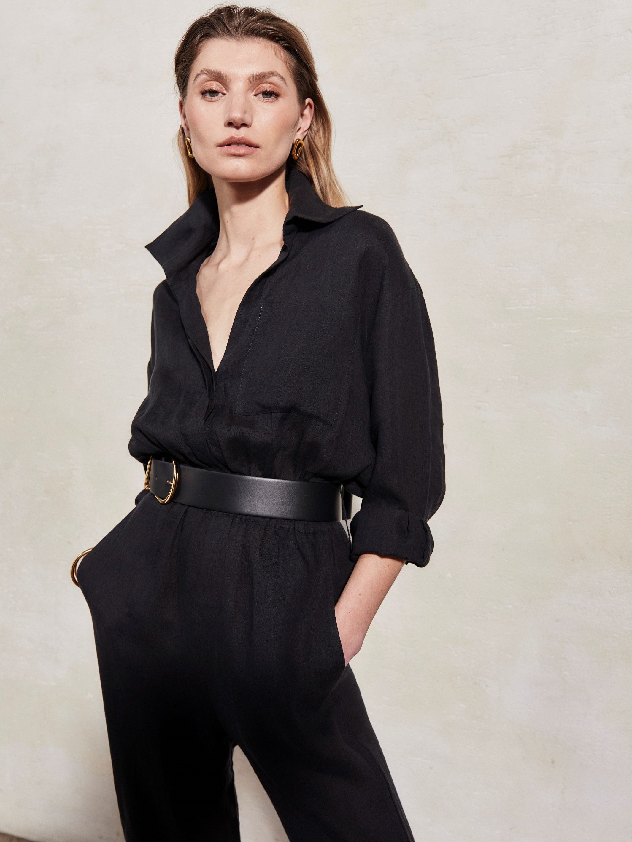 HEPBURN - Caviar Linen Boiler Suit
