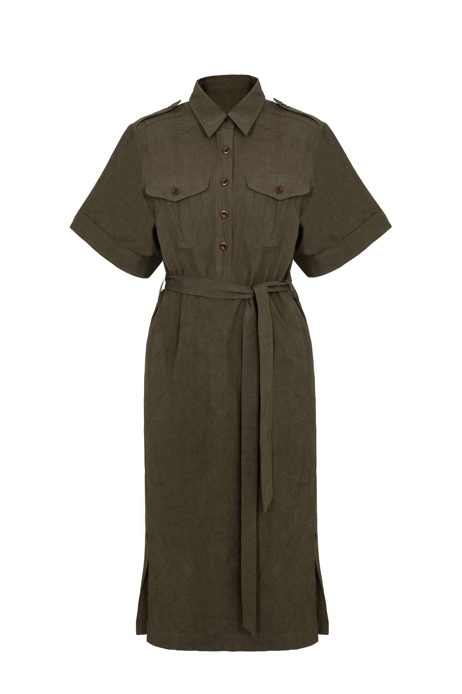 Kernal Shirtdress in Dark Olive Mikkusu
